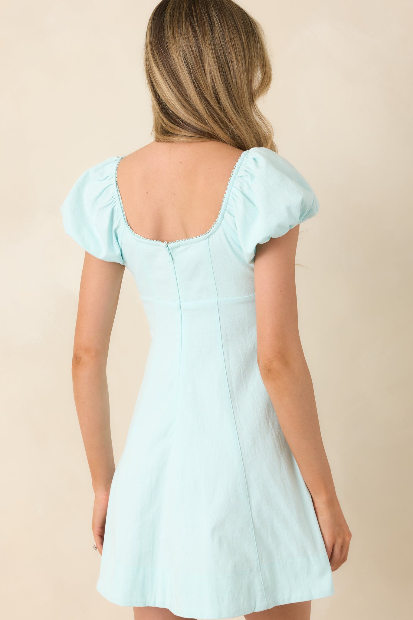 Love Is in the Air Aqua Blue Cotton Peasant Mini Dress