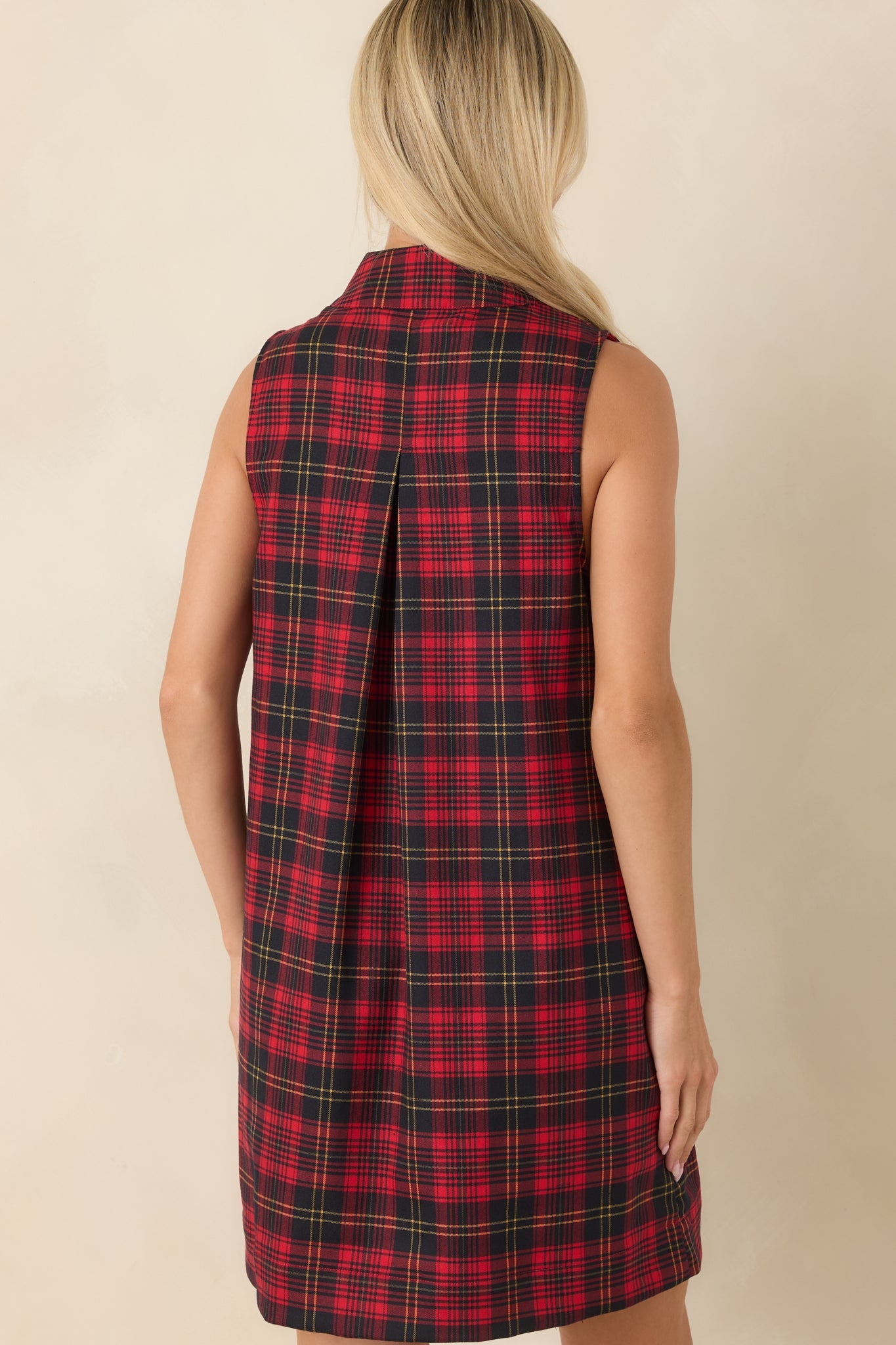 Plaid to See You Red & Black Plaid Sleeveless Mini Dress