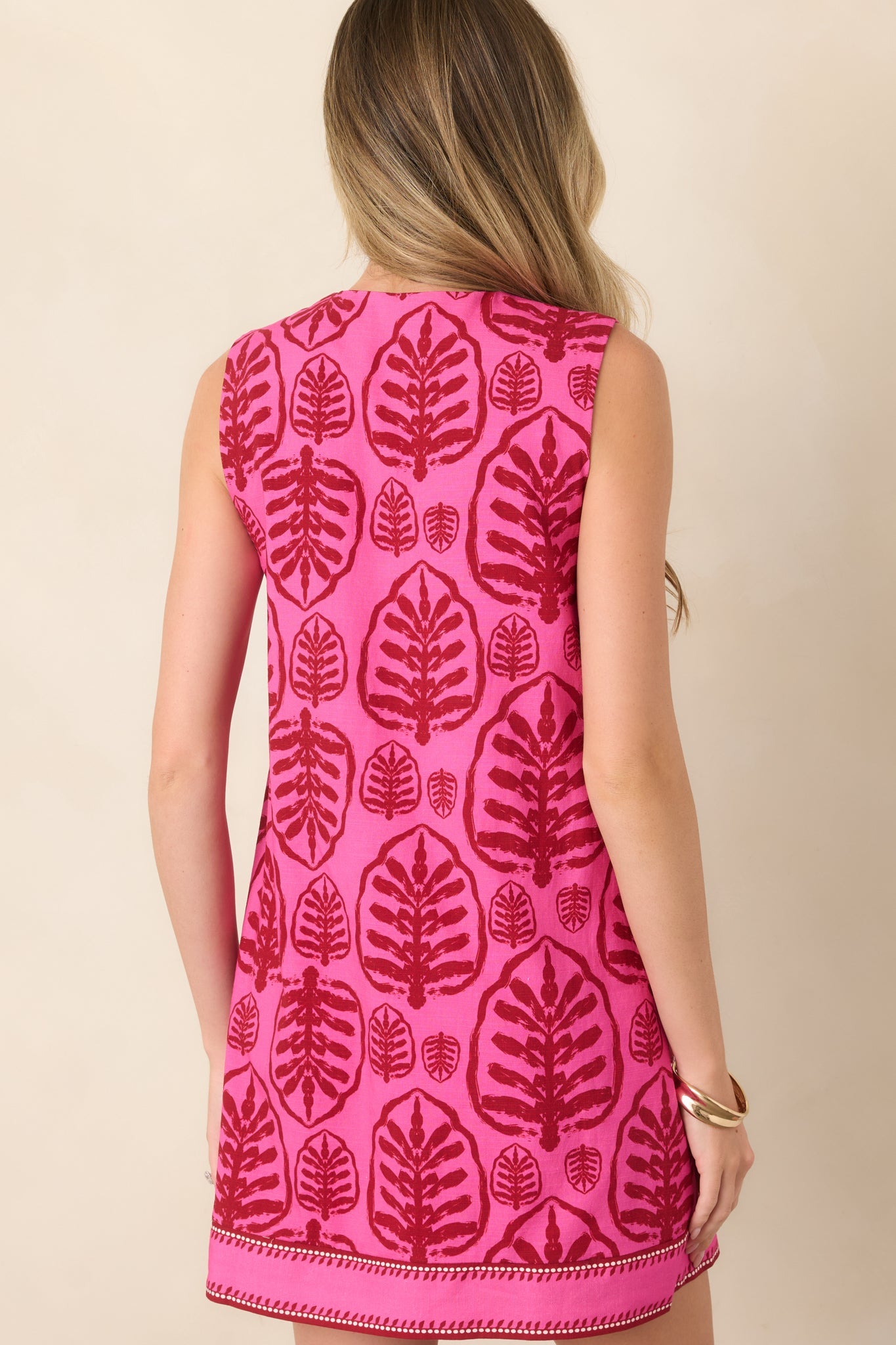 Loud and Clear Pink Botanical Print Mini Dress