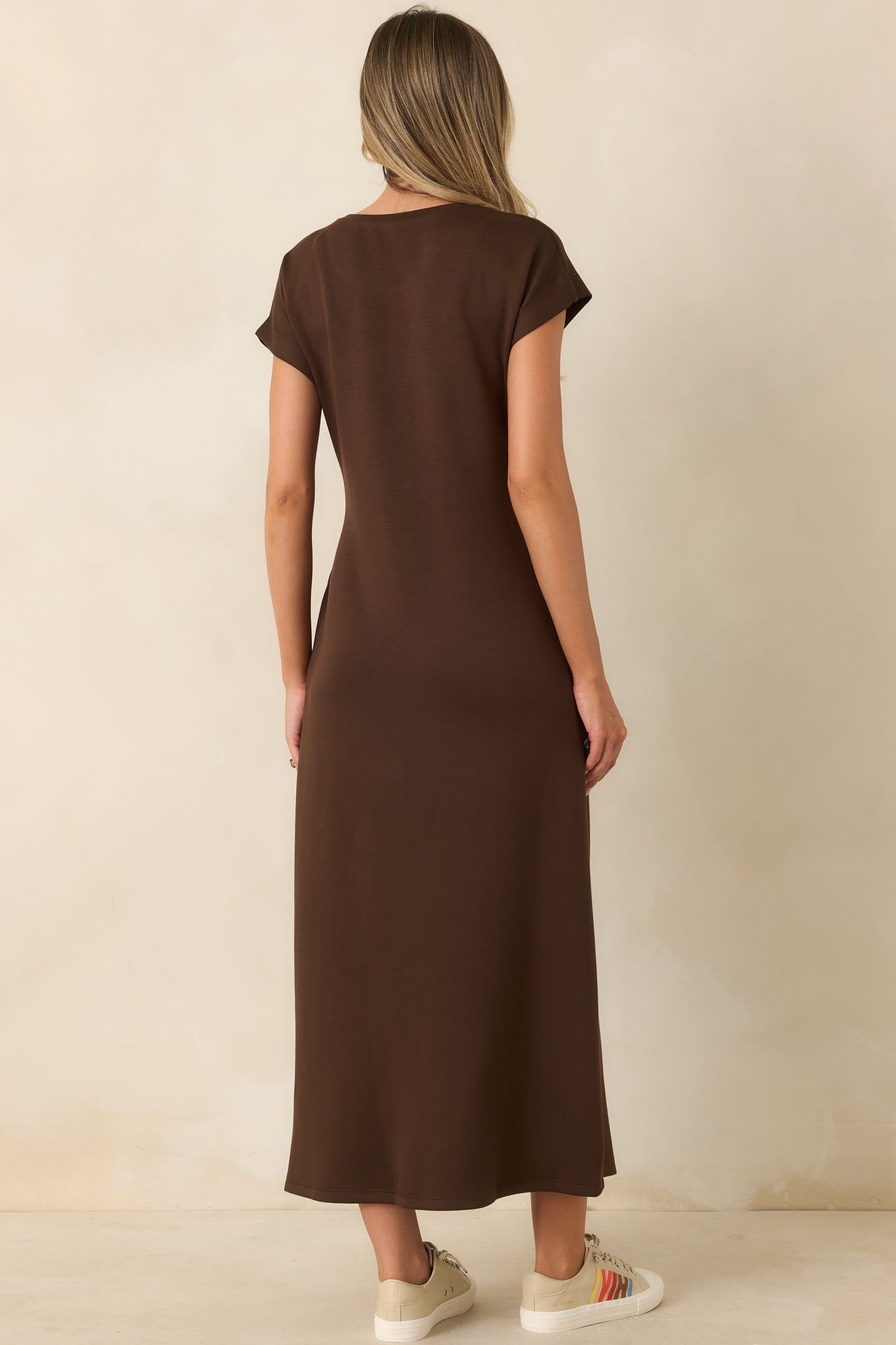 On a Side Note Chocolate Brown Side Tie Maxi Dress