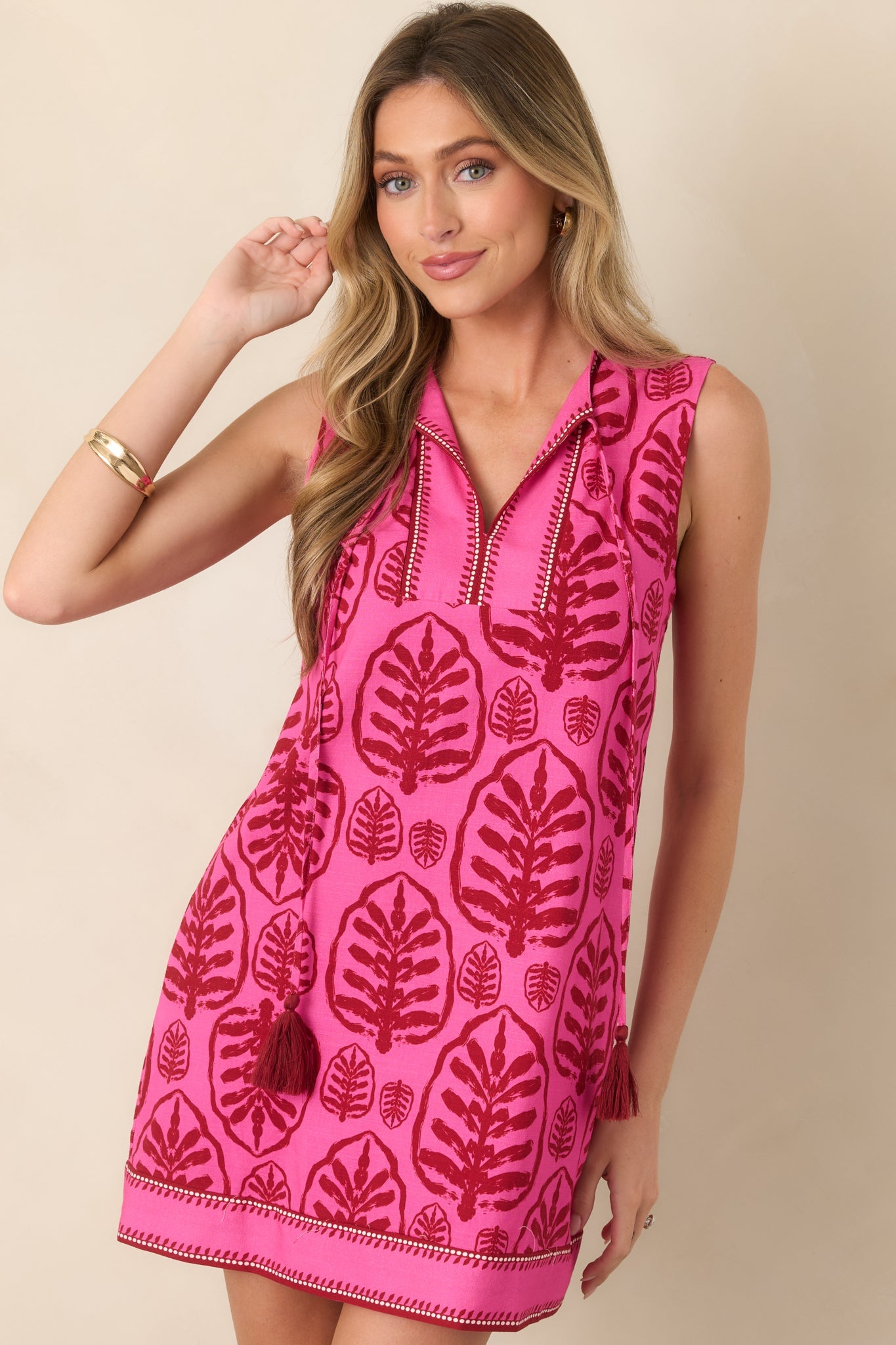 Loud and Clear Pink Botanical Print Mini Dress