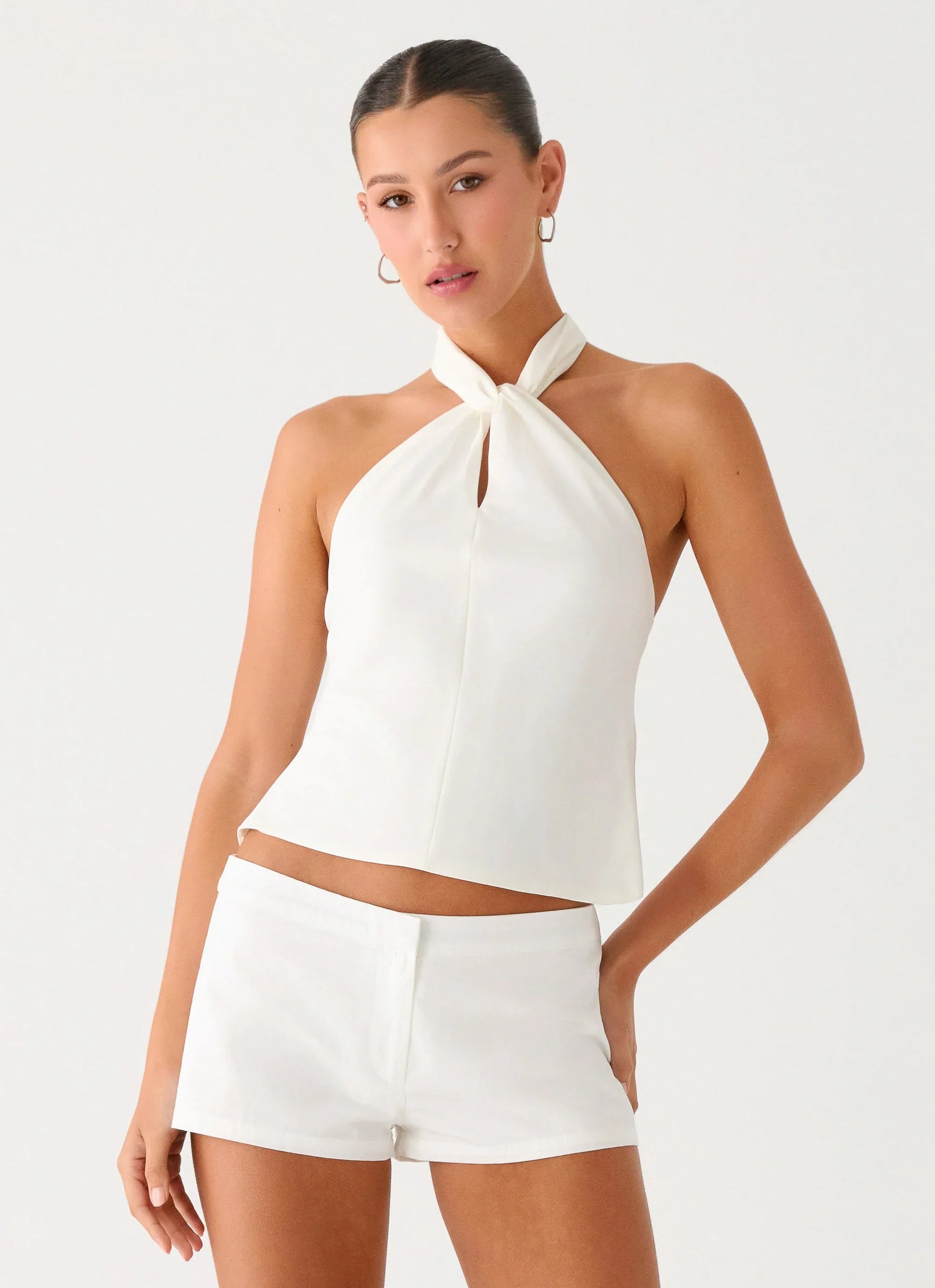Maddox Scarf Top - White