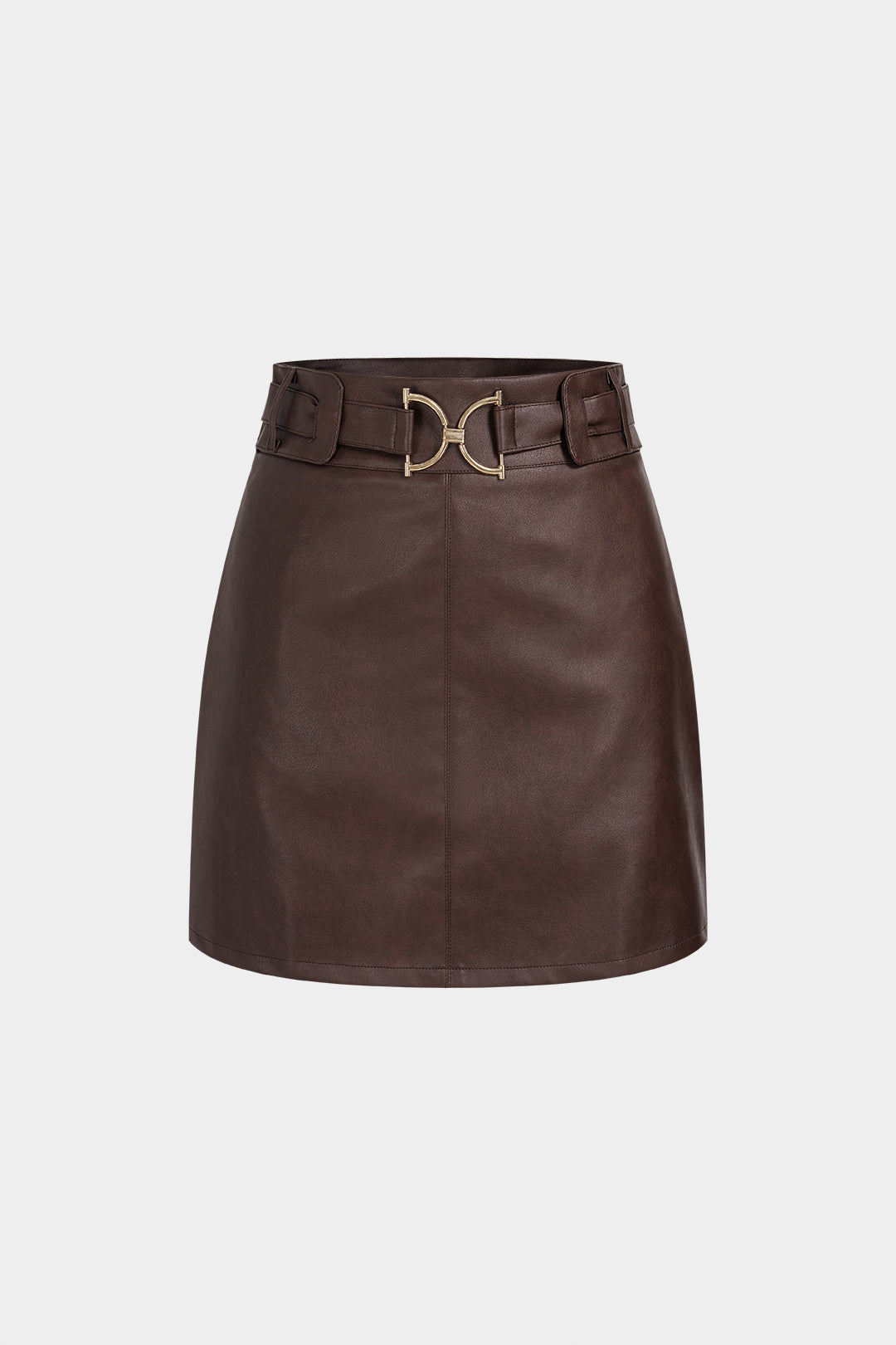 Faux Leather Belted Mini Skirt