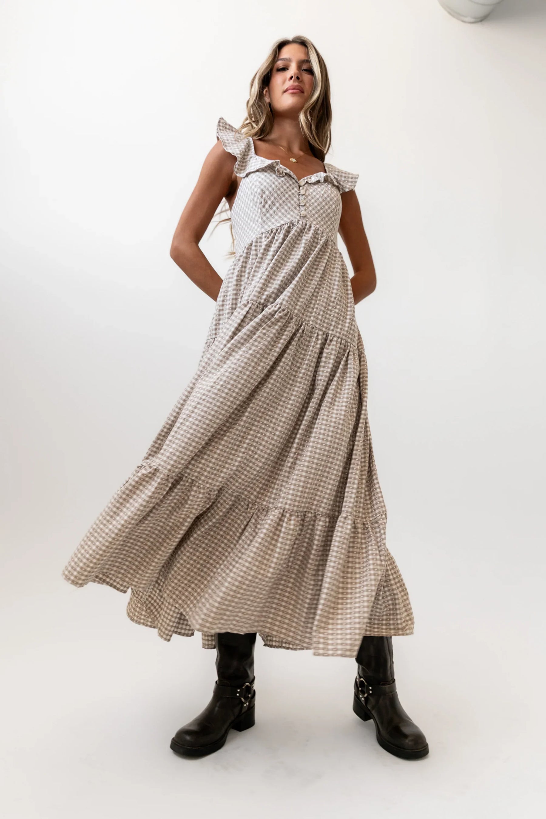 Salome Gingham Maxi Dress