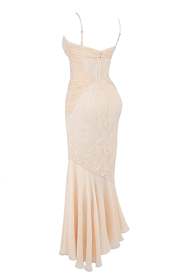 vanilla chiffon & lace gown