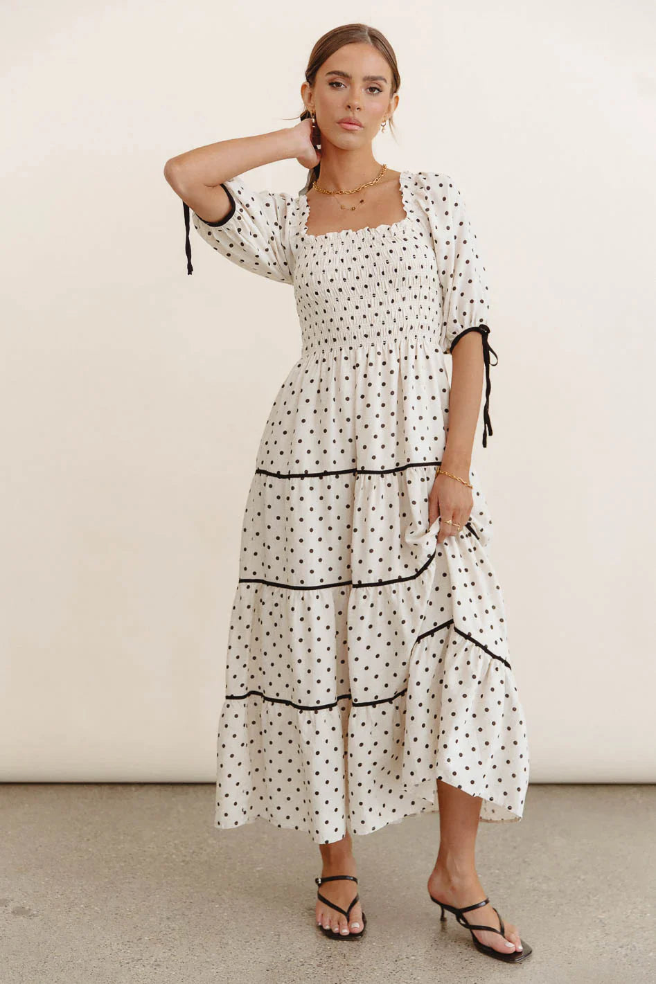 Hunter Smocked Polka Dot Dress