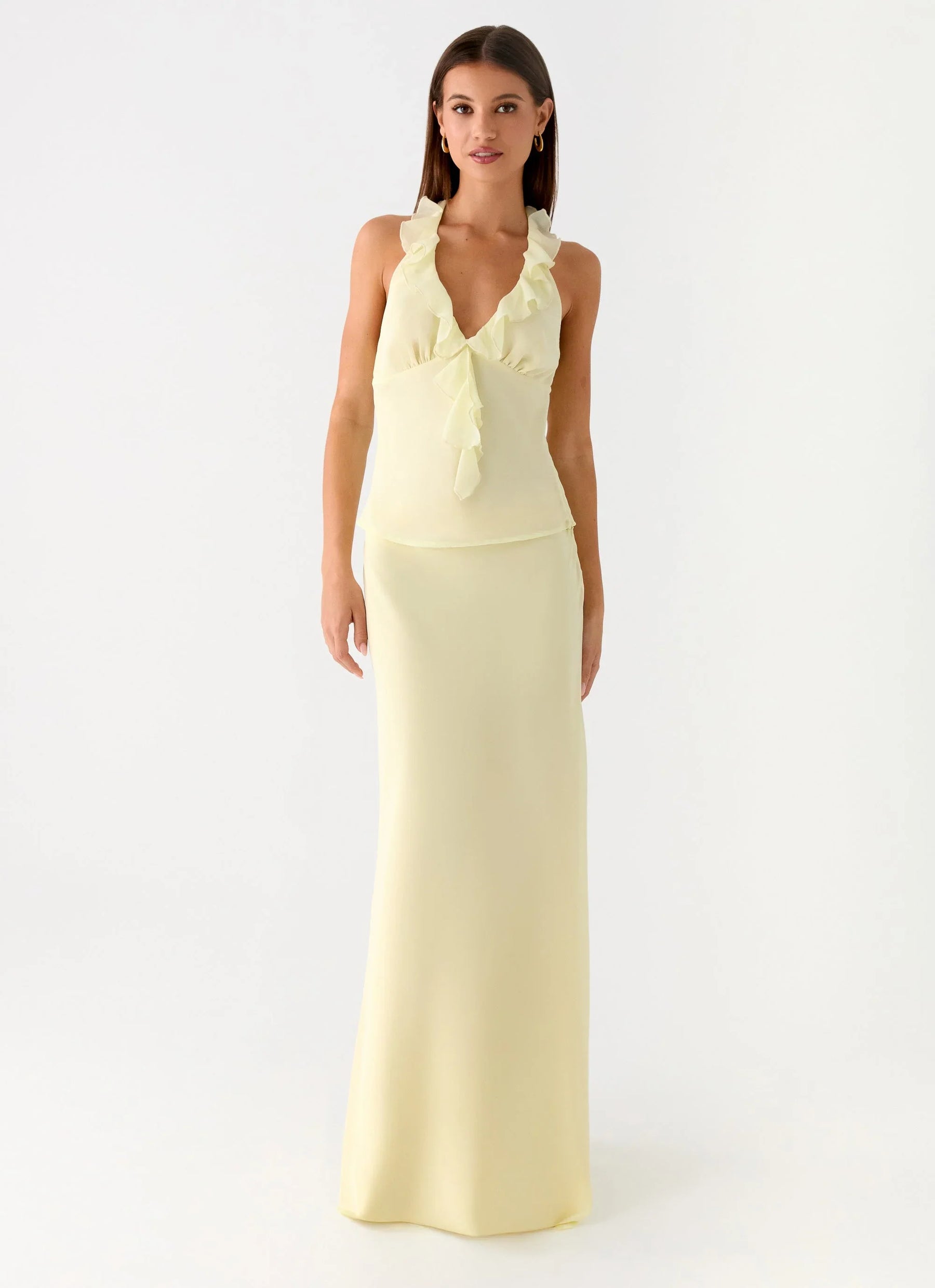 Star Girl Chiffon Maxi Skirt - Yellow