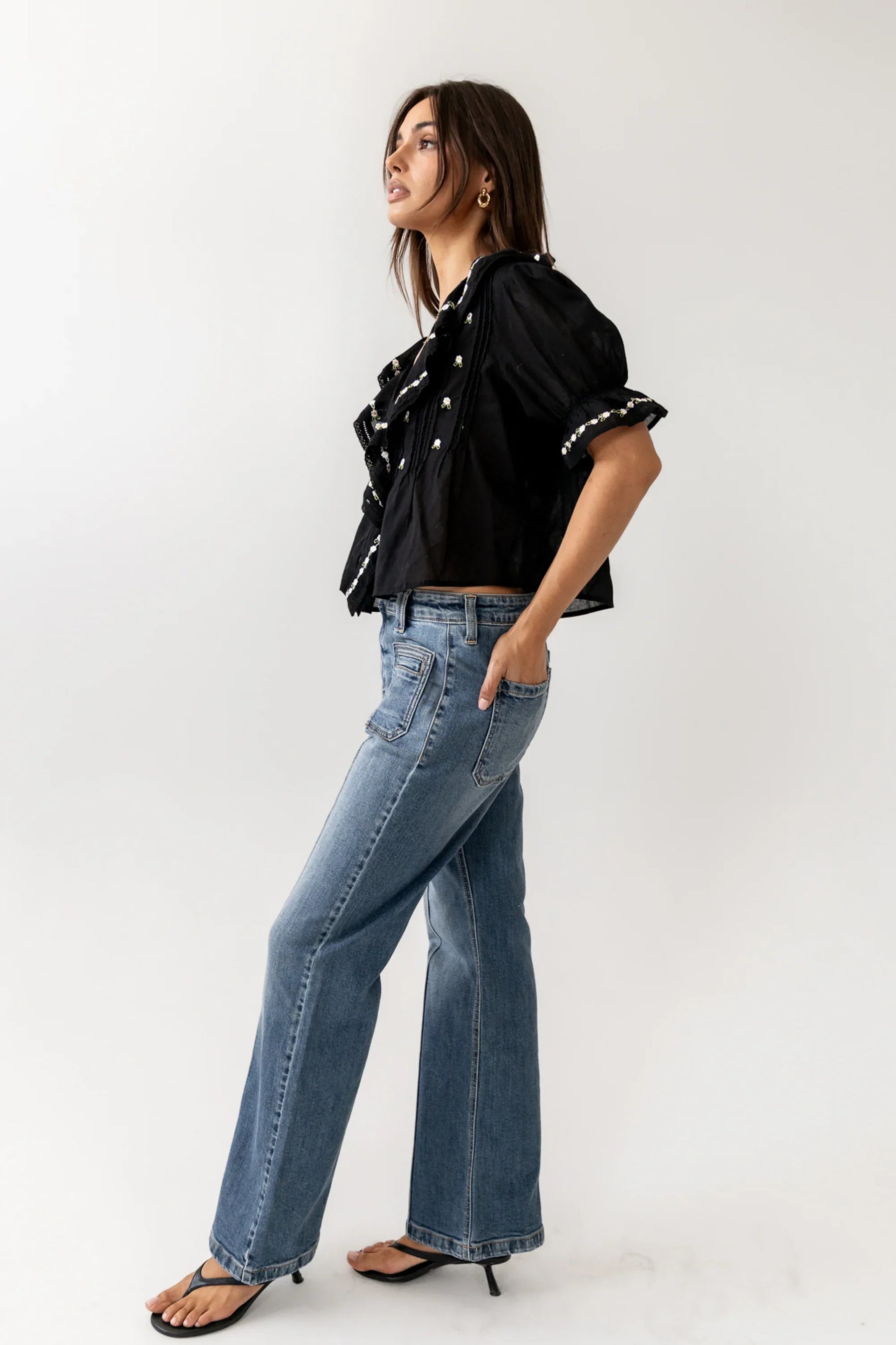 Suzie Embroidered Blouse in Black