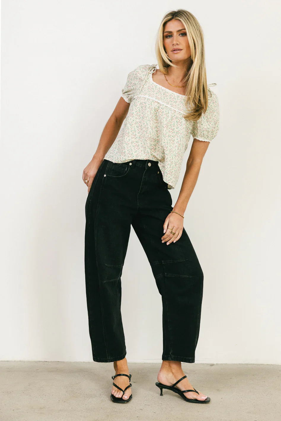 Peony Lace Trim Blouse in Blush