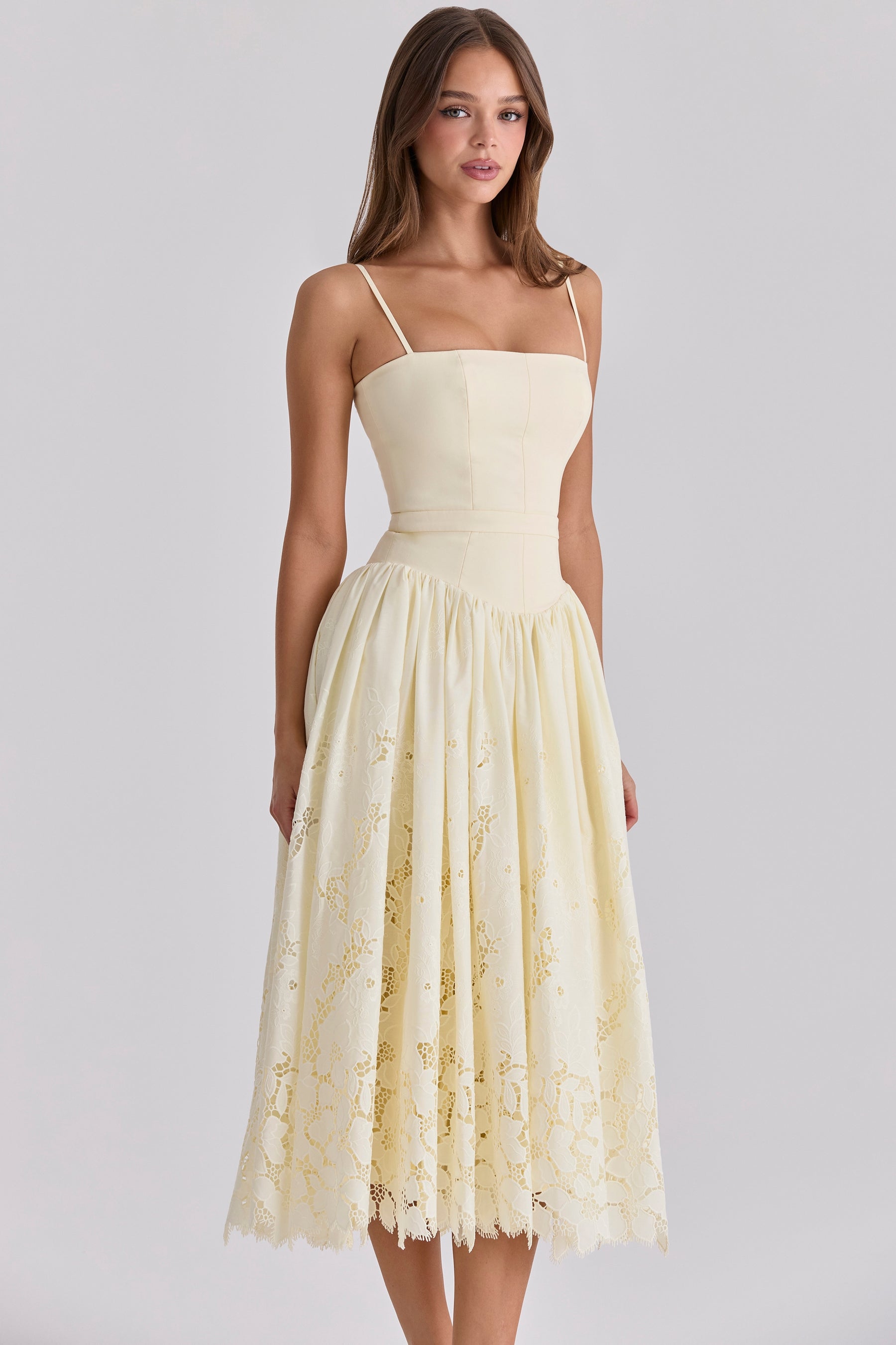 lemon custom lace + broderie anglaise midi sundress
