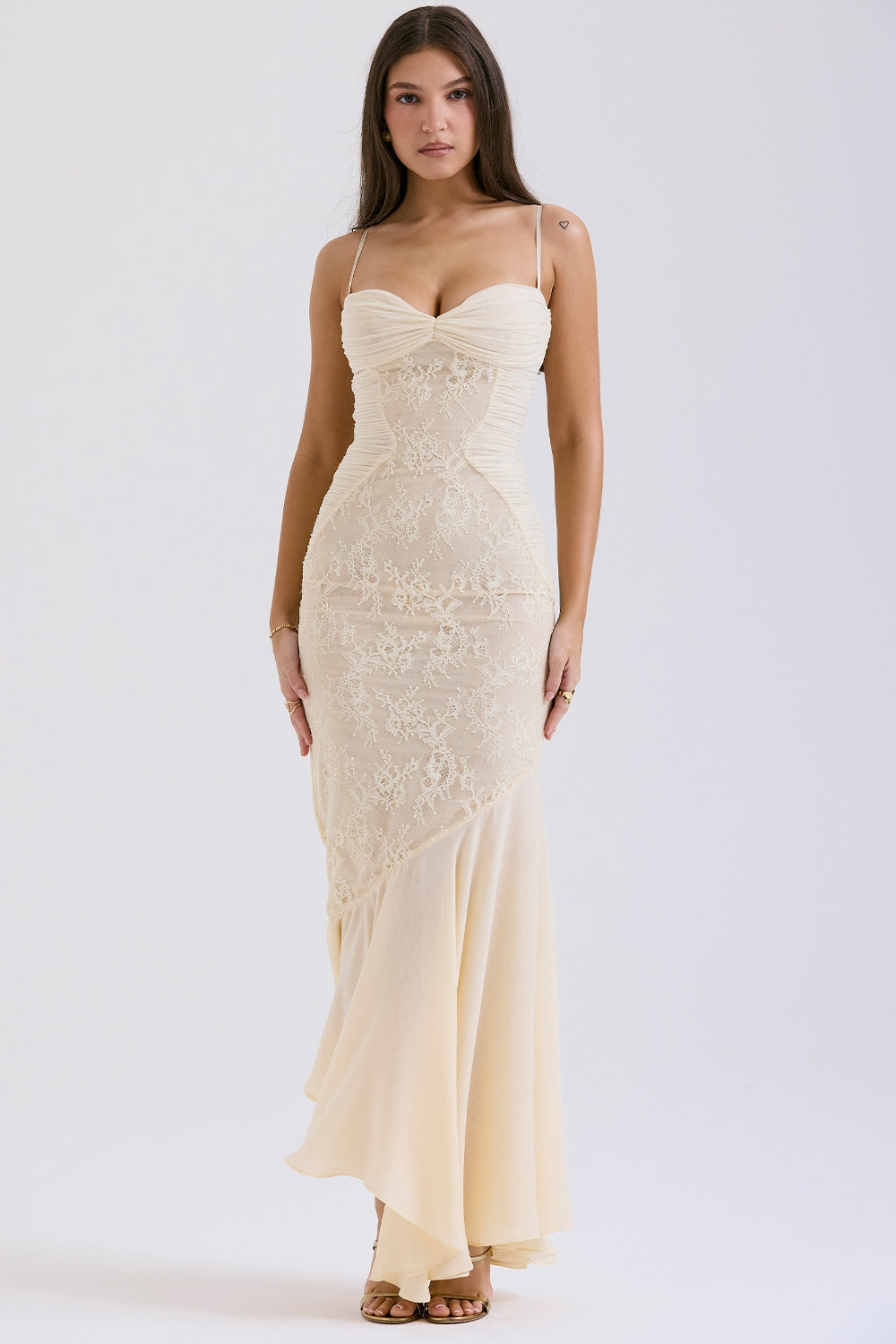 vanilla chiffon & lace gown