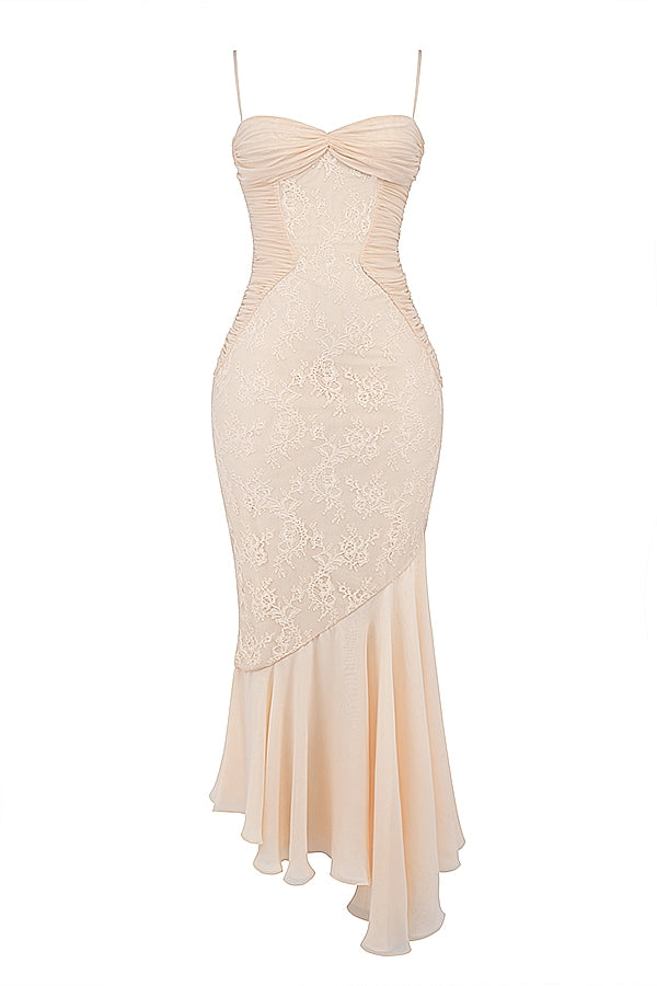 vanilla chiffon & lace gown