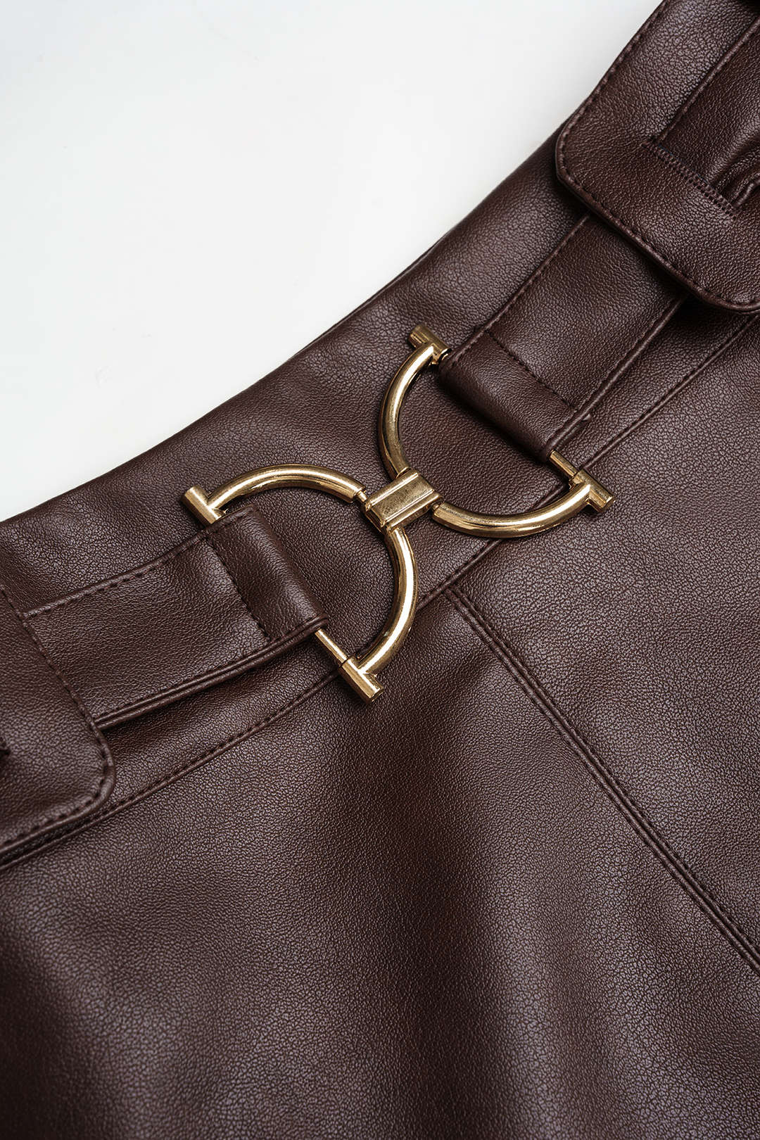 Faux Leather Belted Mini Skirt