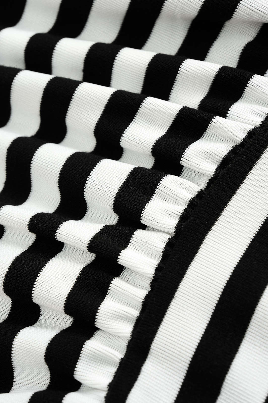 Stripes Print Bell Long-Sleeve Top And Mini Skirt Set