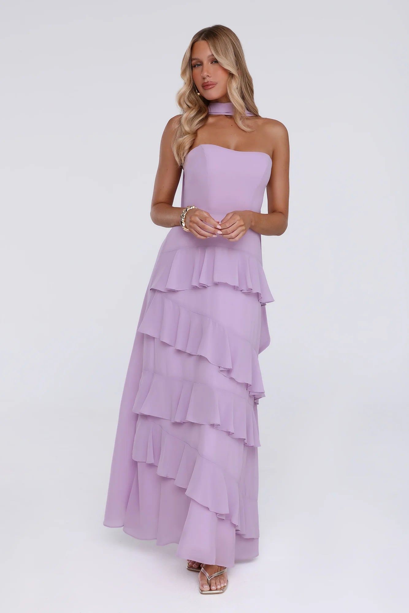 Sunset Reverie Strapless Maxi Dress Lilac