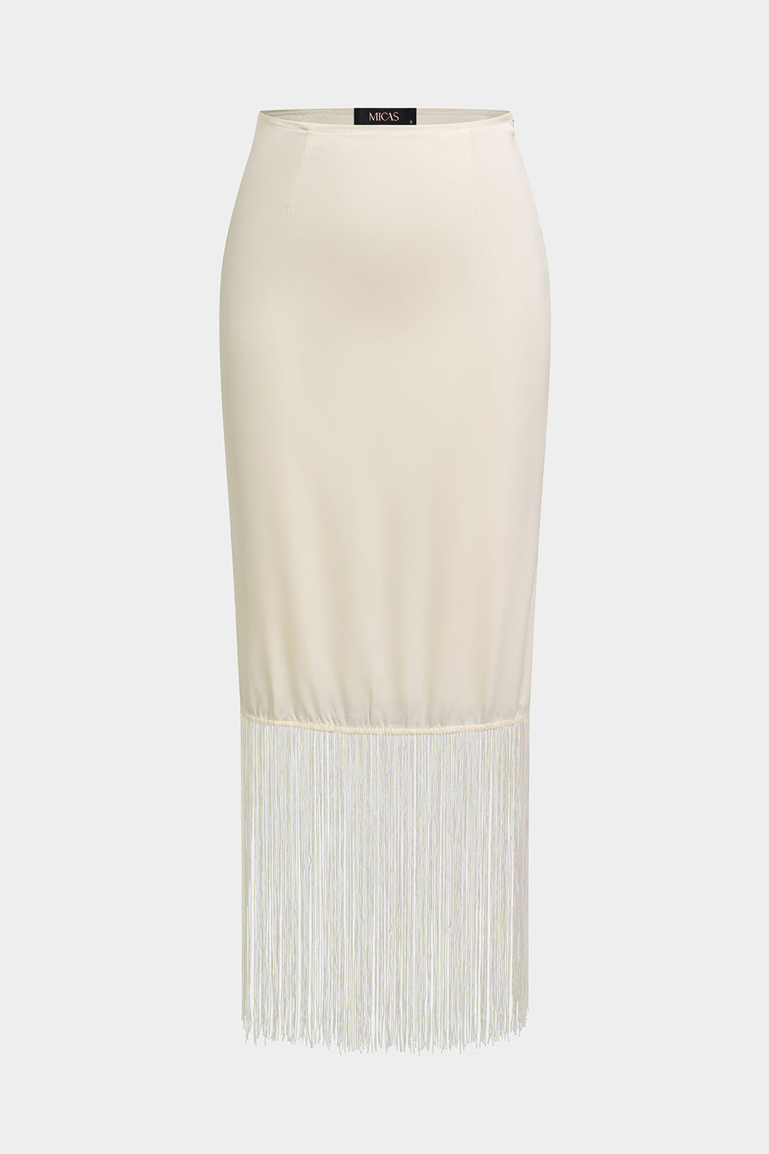 Solid Fringe Hem Skirt