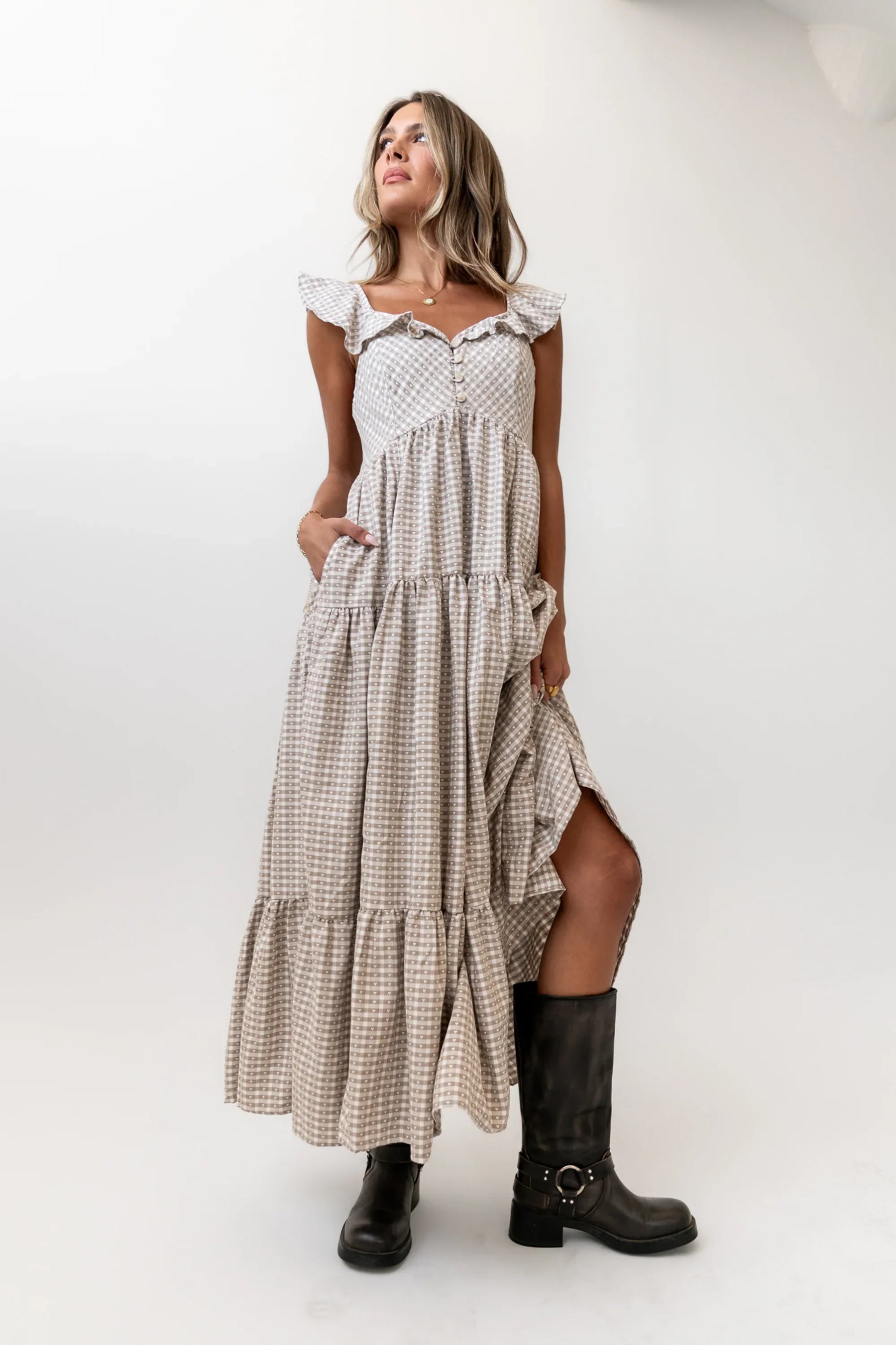 Salome Gingham Maxi Dress