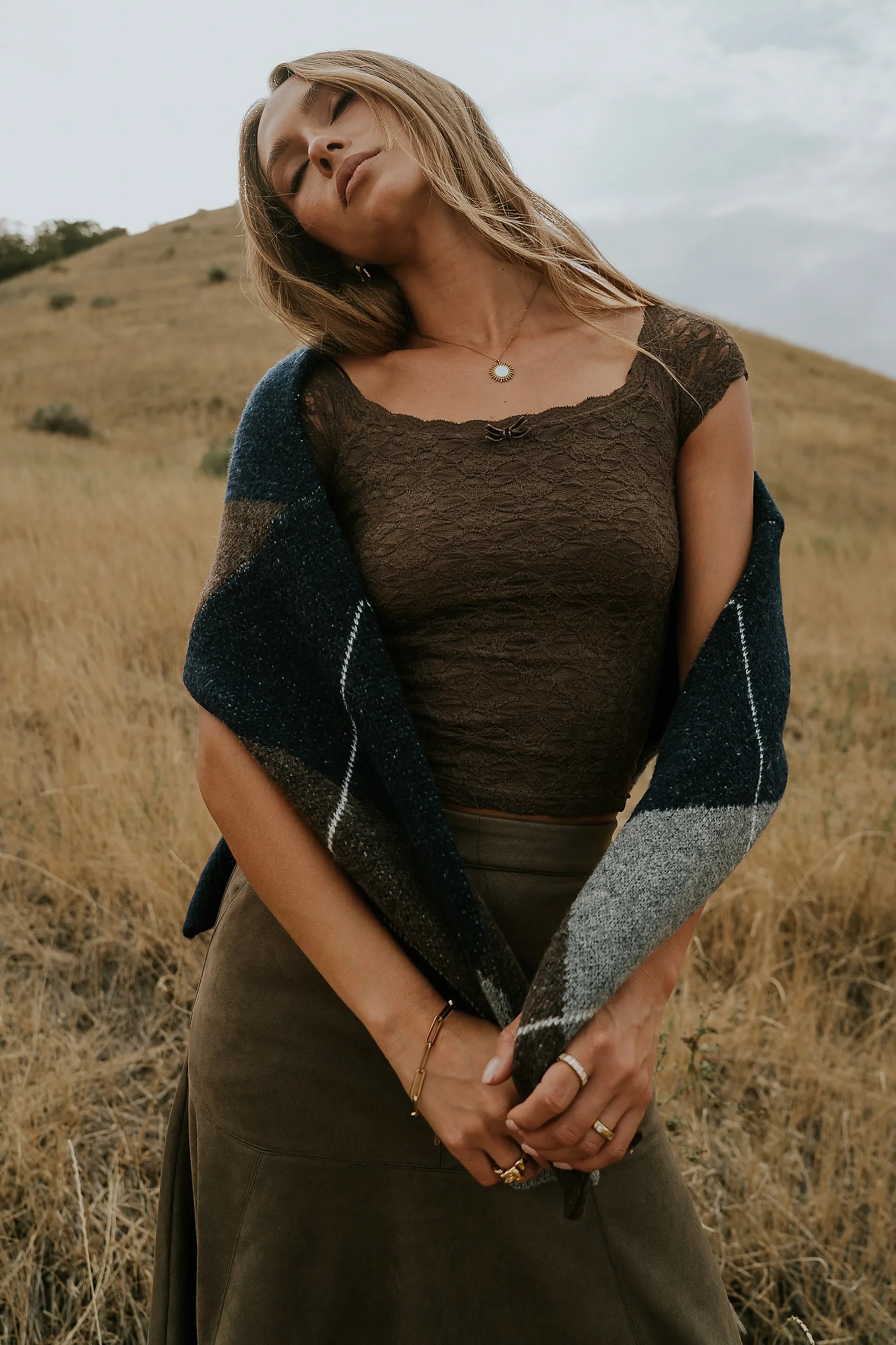 Celia Lace Top in Brown