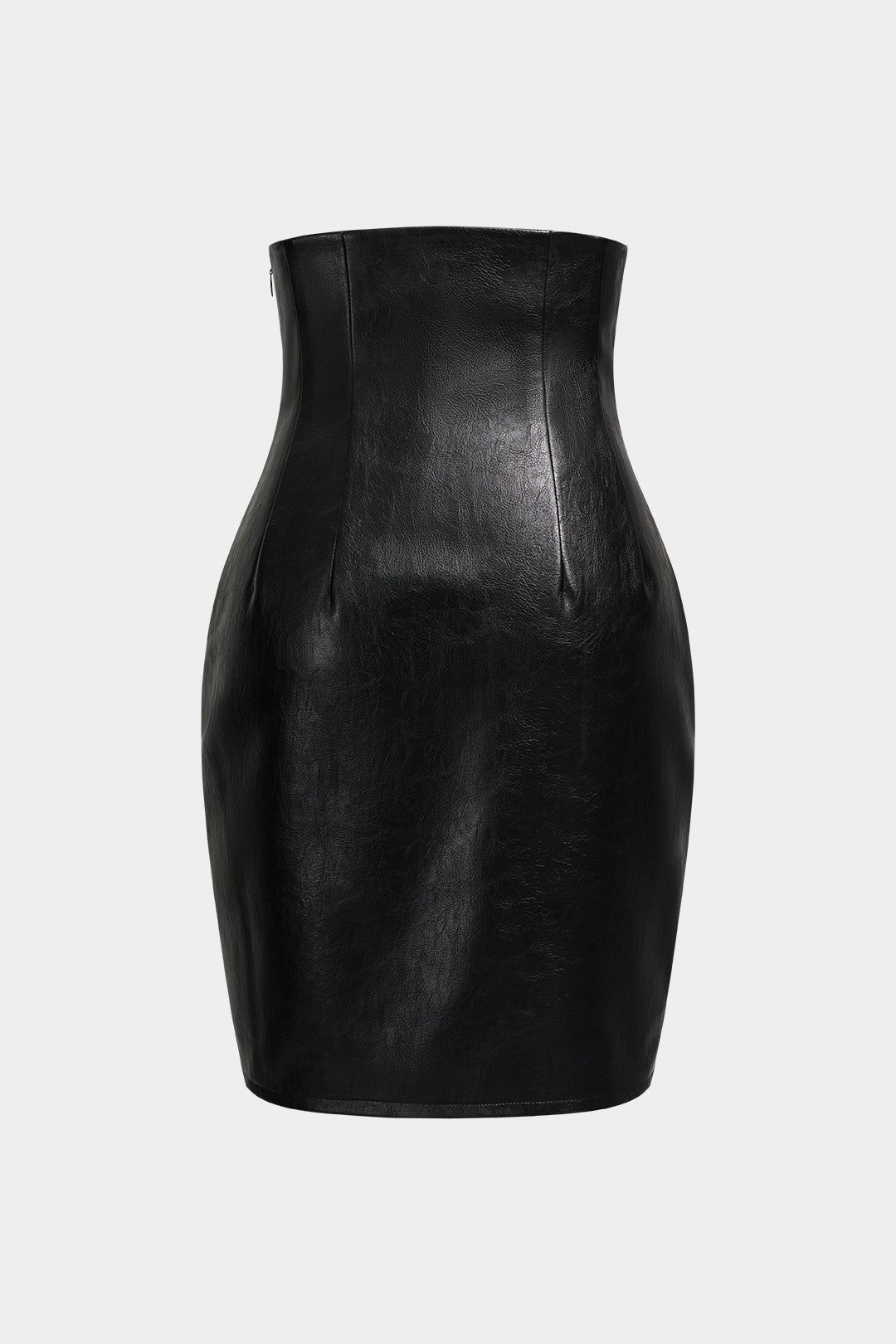 Faux Leather Button High Waist Skirt