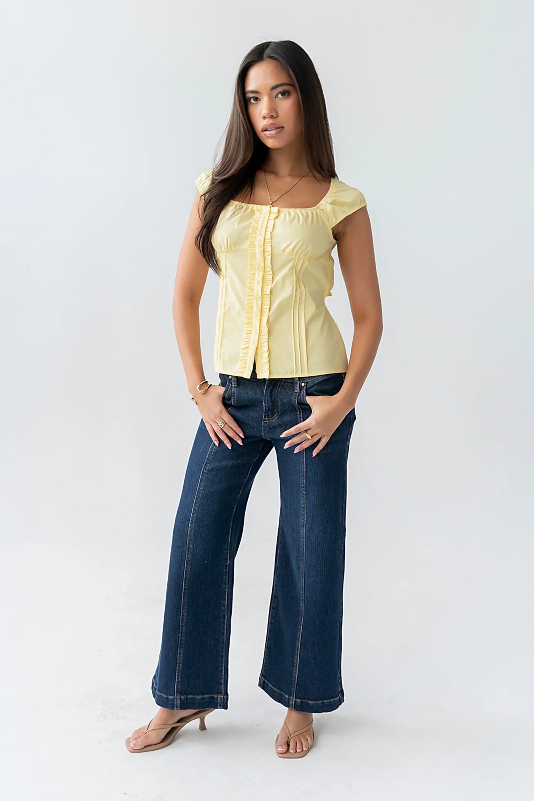 Paloma Pleated Blouse in Yellow