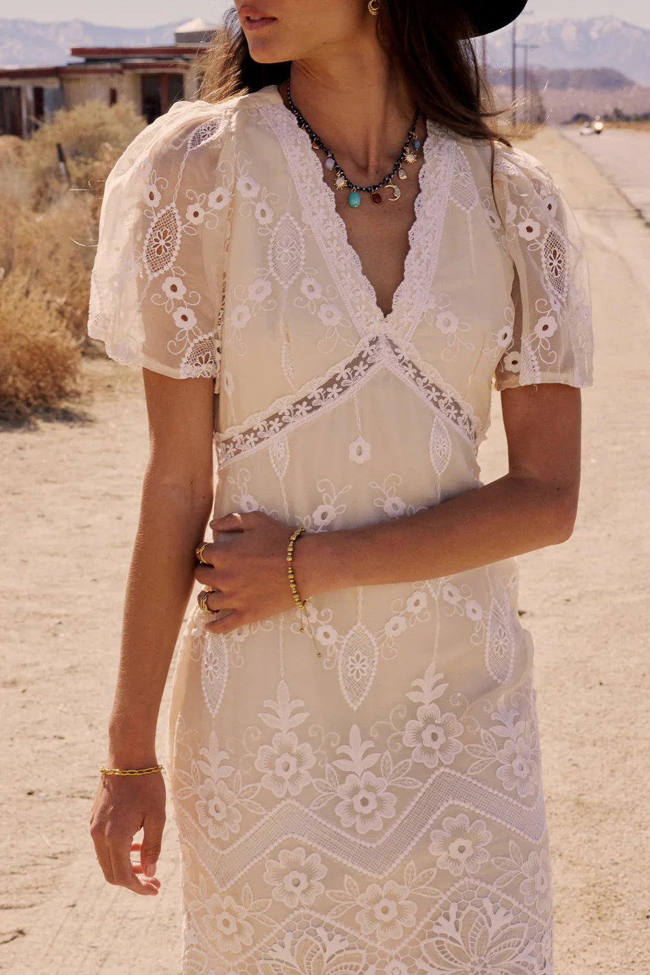 Maxene Embroidered Midi Dress