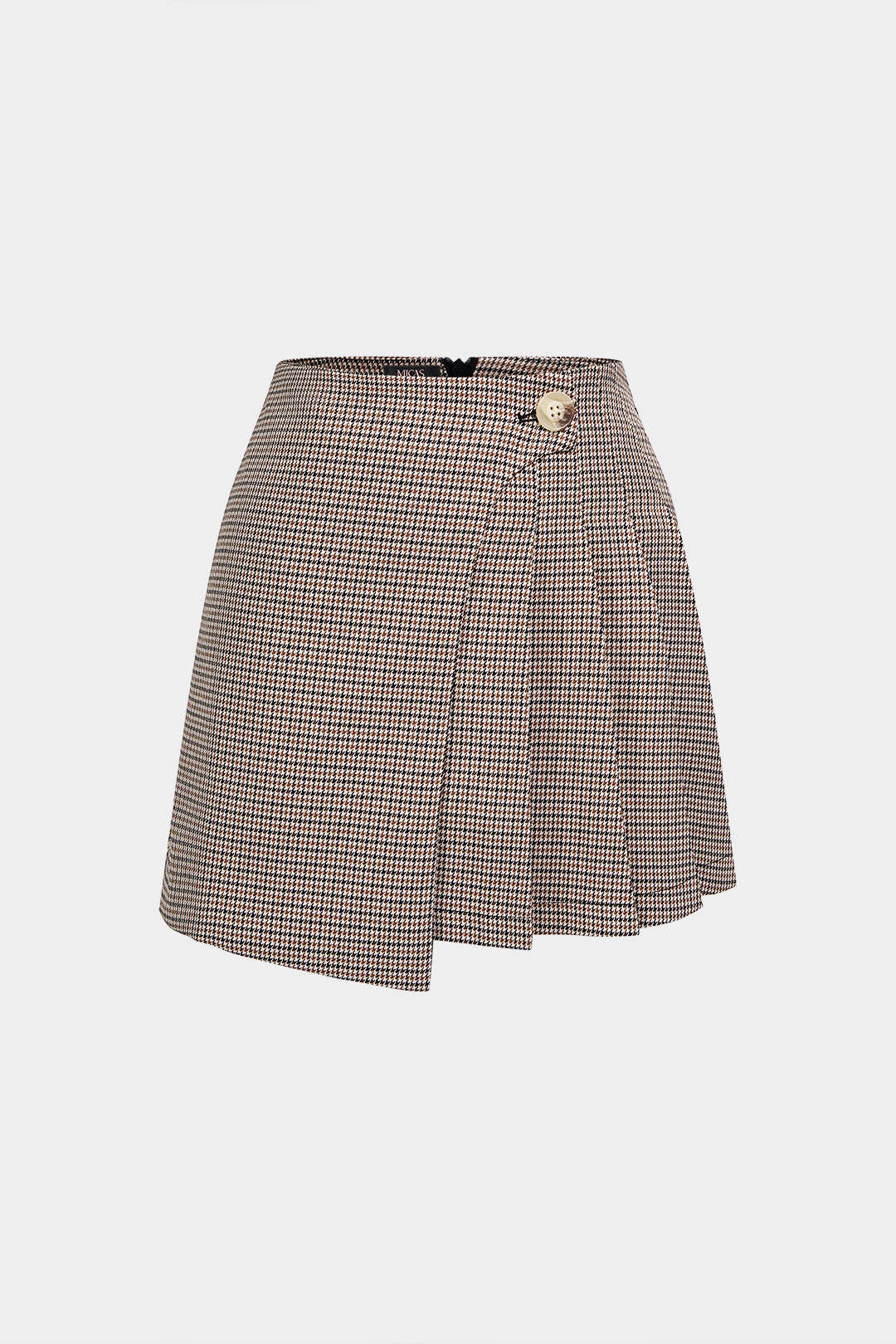 Plaid Print Asymmetrical Pleated Mini Skirt