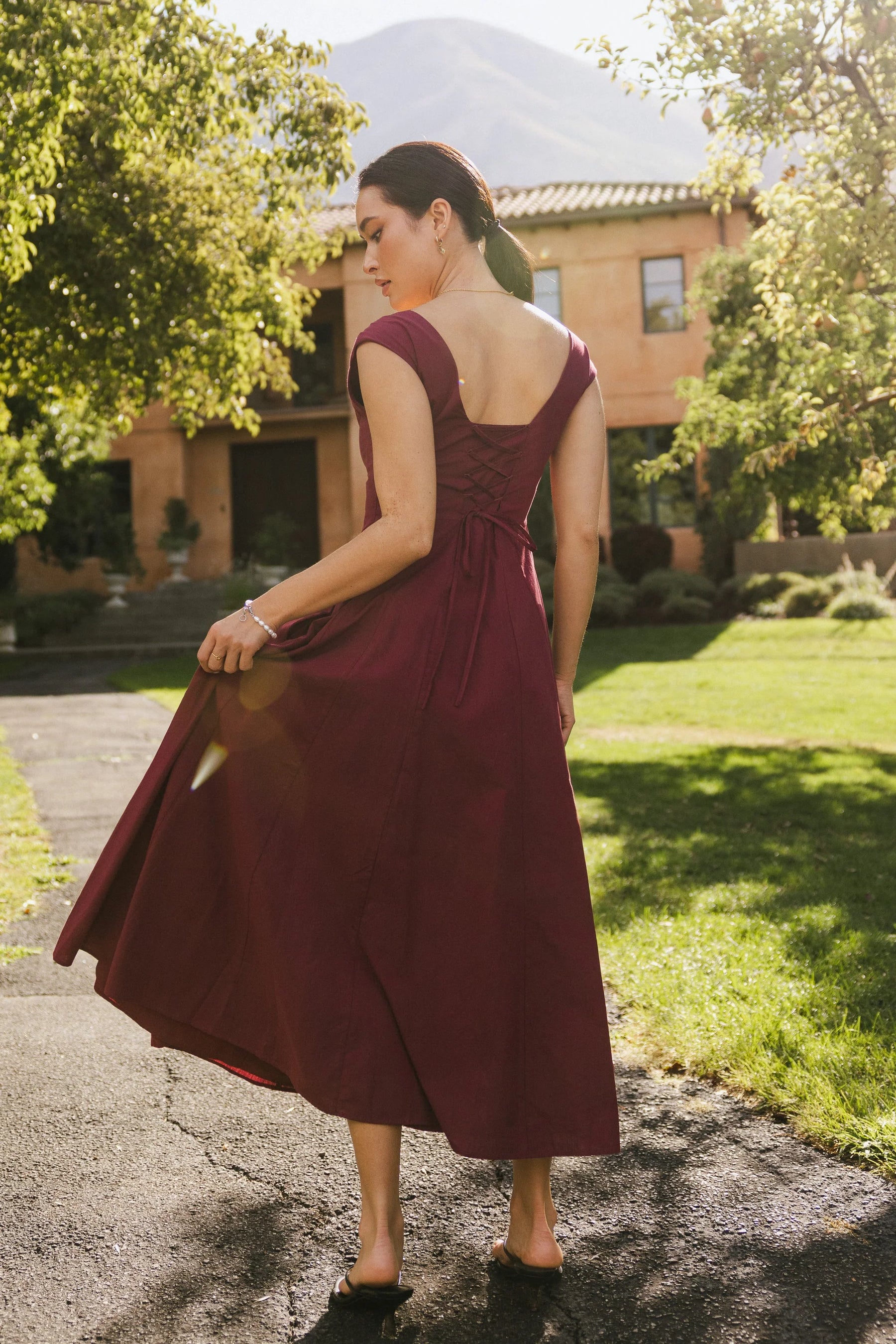 Colin Midi Dress in Burgundy