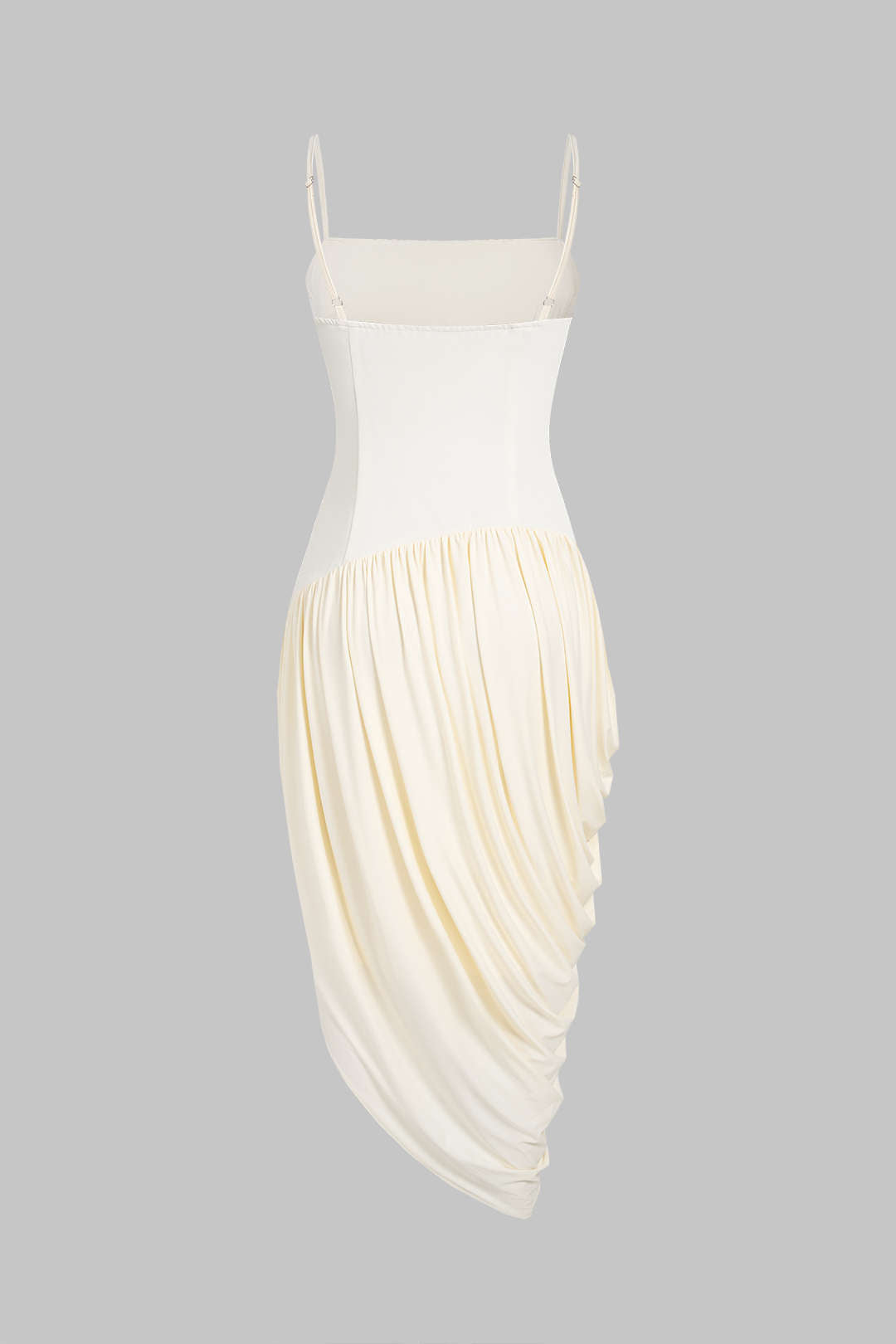 Ruched Asymmetrical Slip Sleeveless Midi Dress