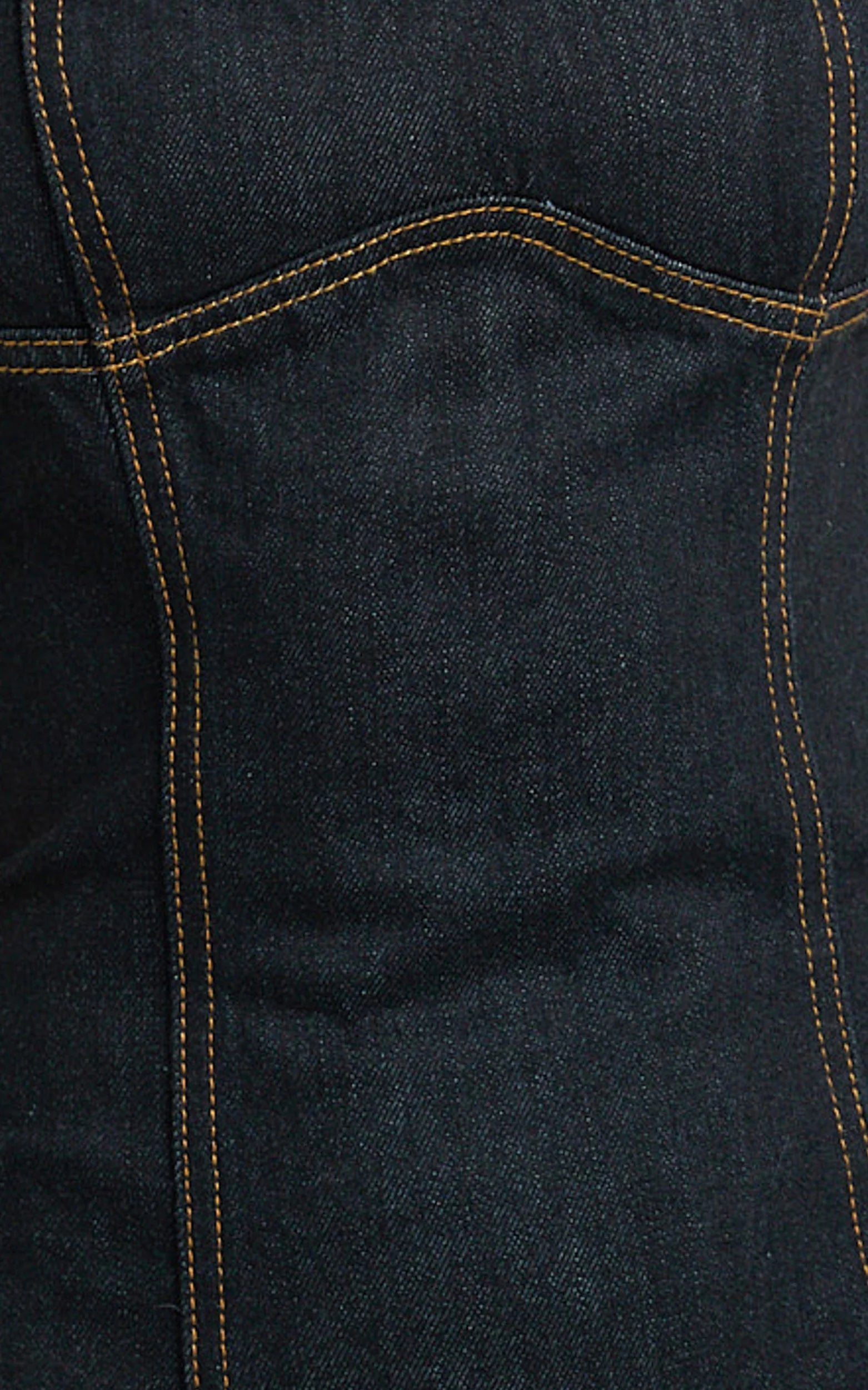 Fabia Mini Dress - Denim Square Neck Fitted Dress in Dark Wash