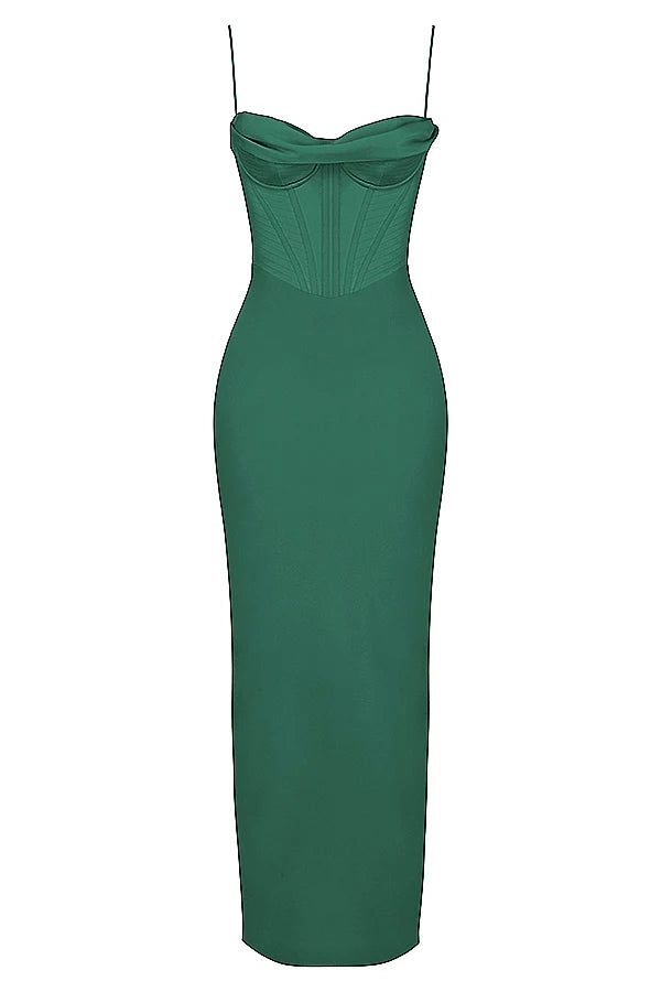 forest corset maxi dress