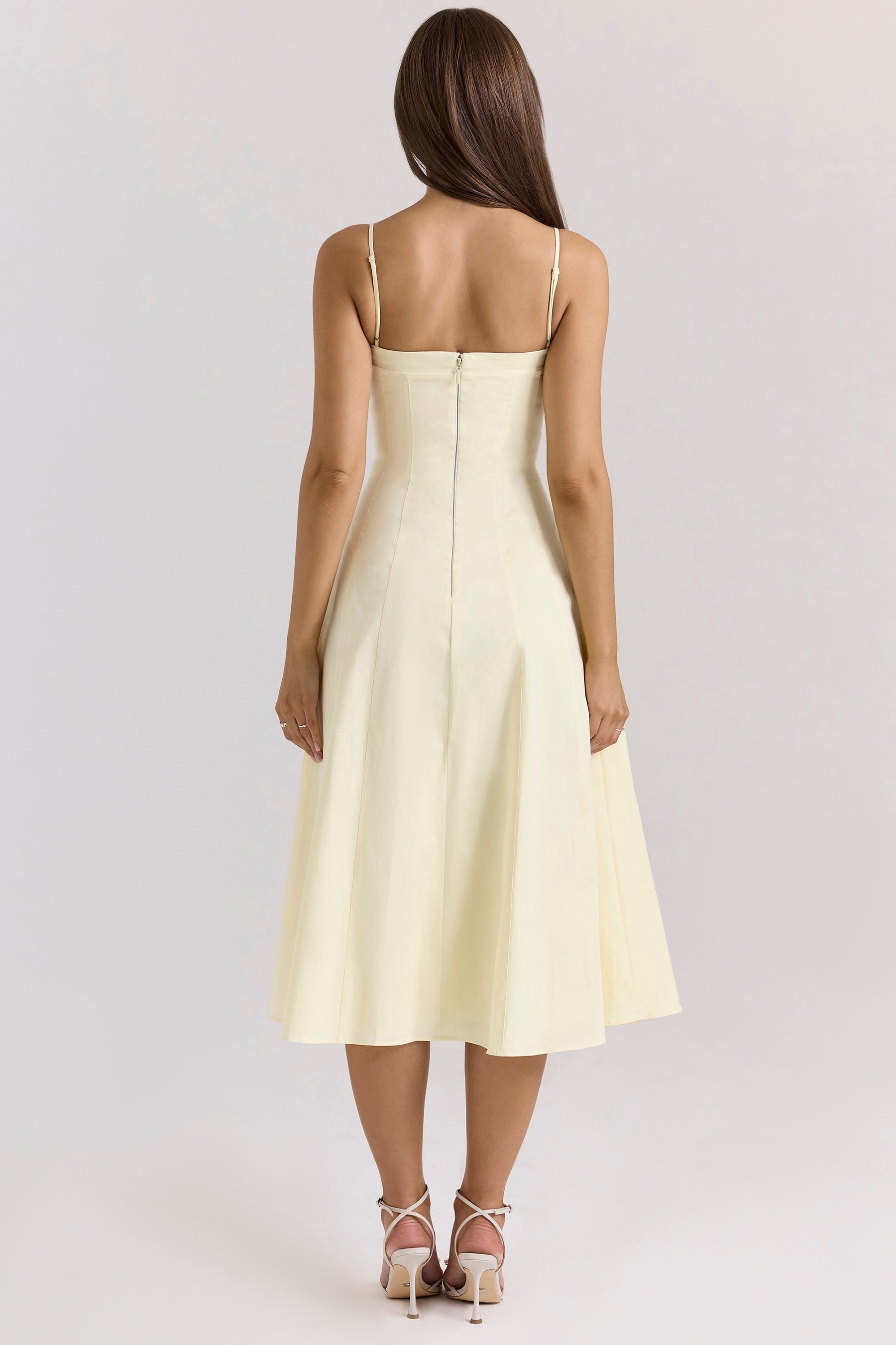 lemon stretch cotton a-line midi sundress