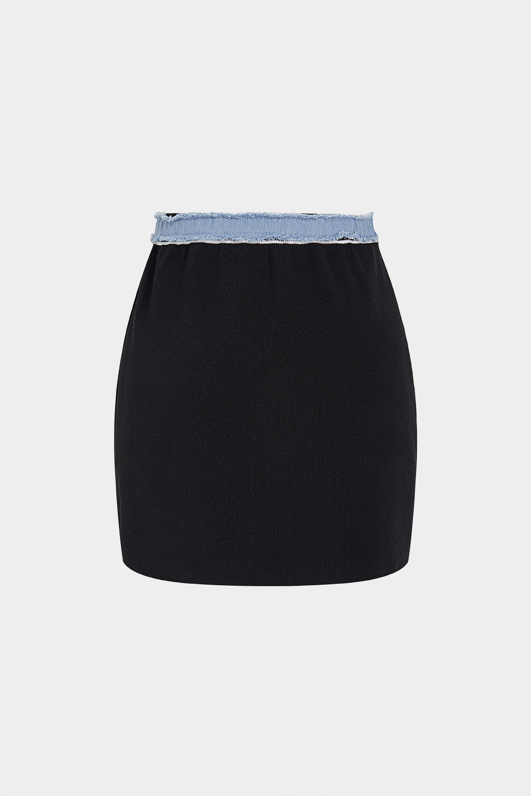 Knit Patchwork Denim Mini Skirt