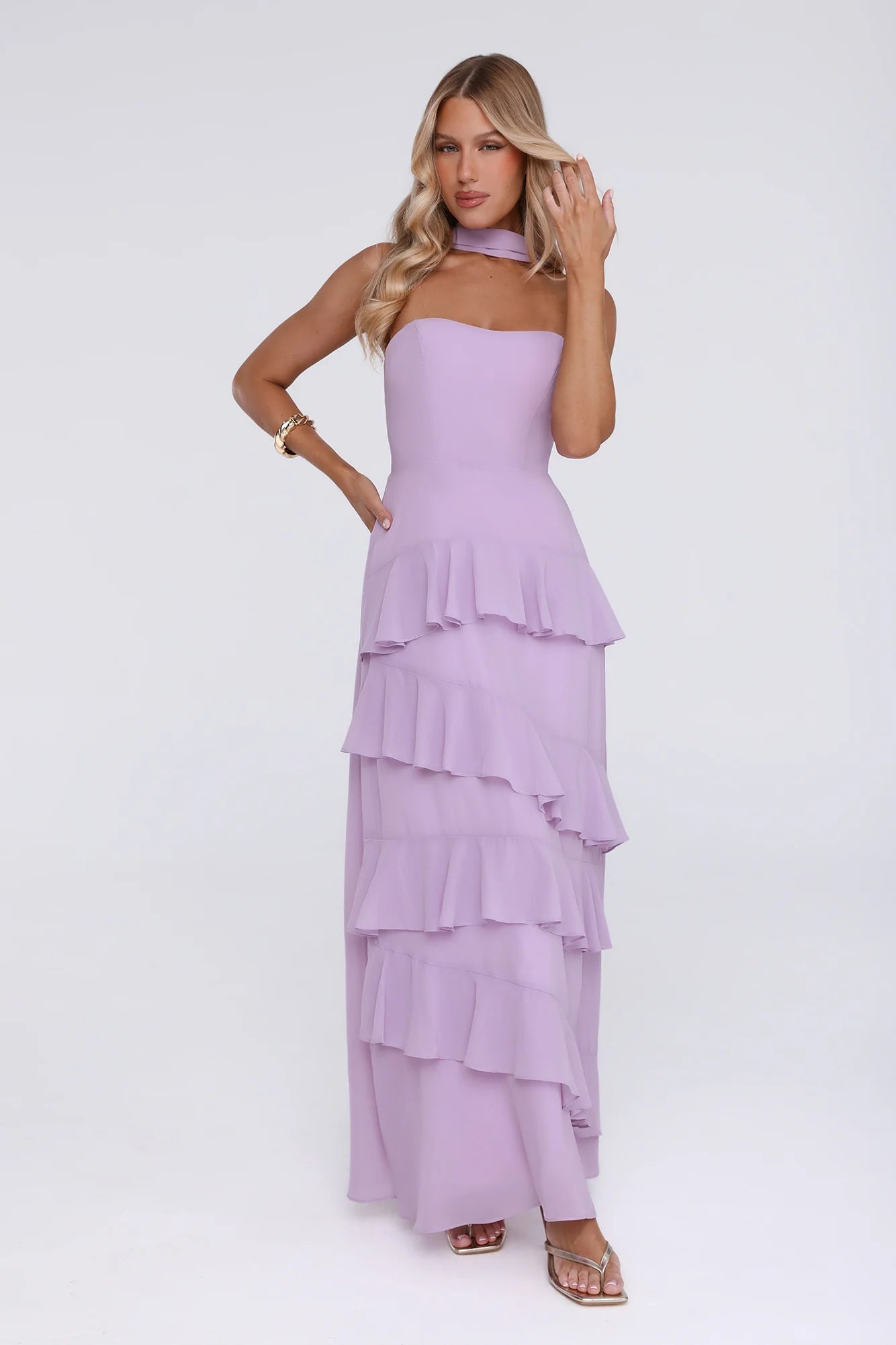 Sunset Reverie Strapless Maxi Dress Lilac