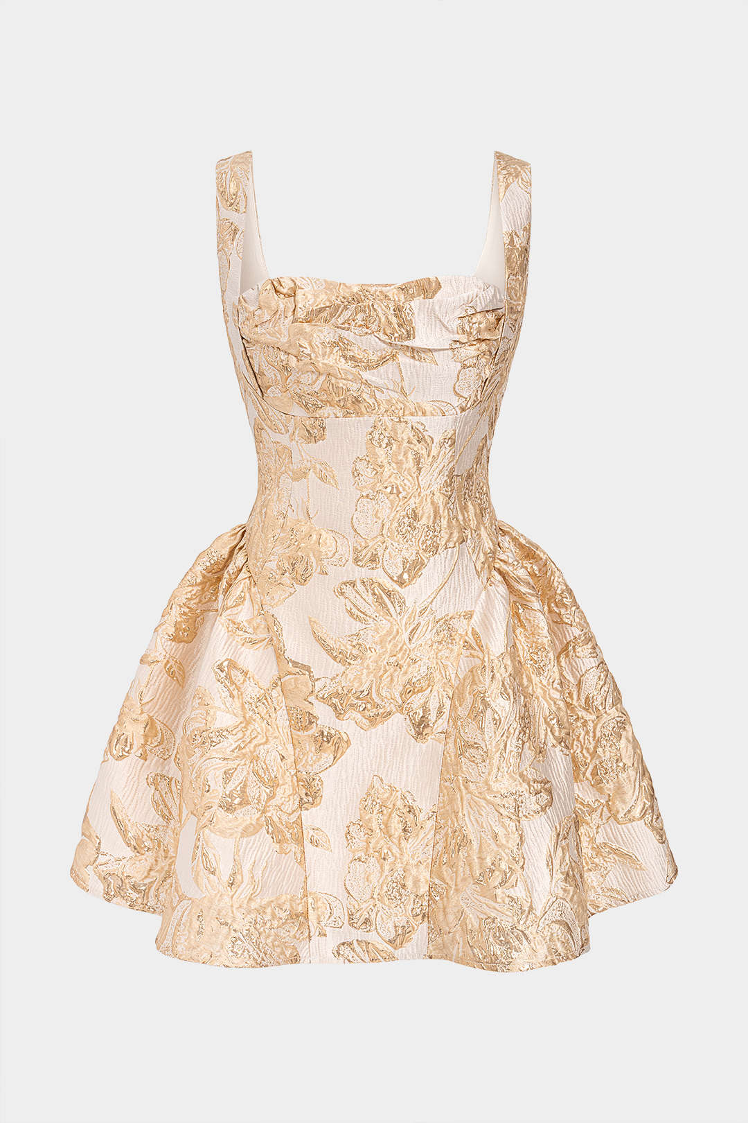 Floral Print Square Neck Ruched Sleeveless Mini Dress