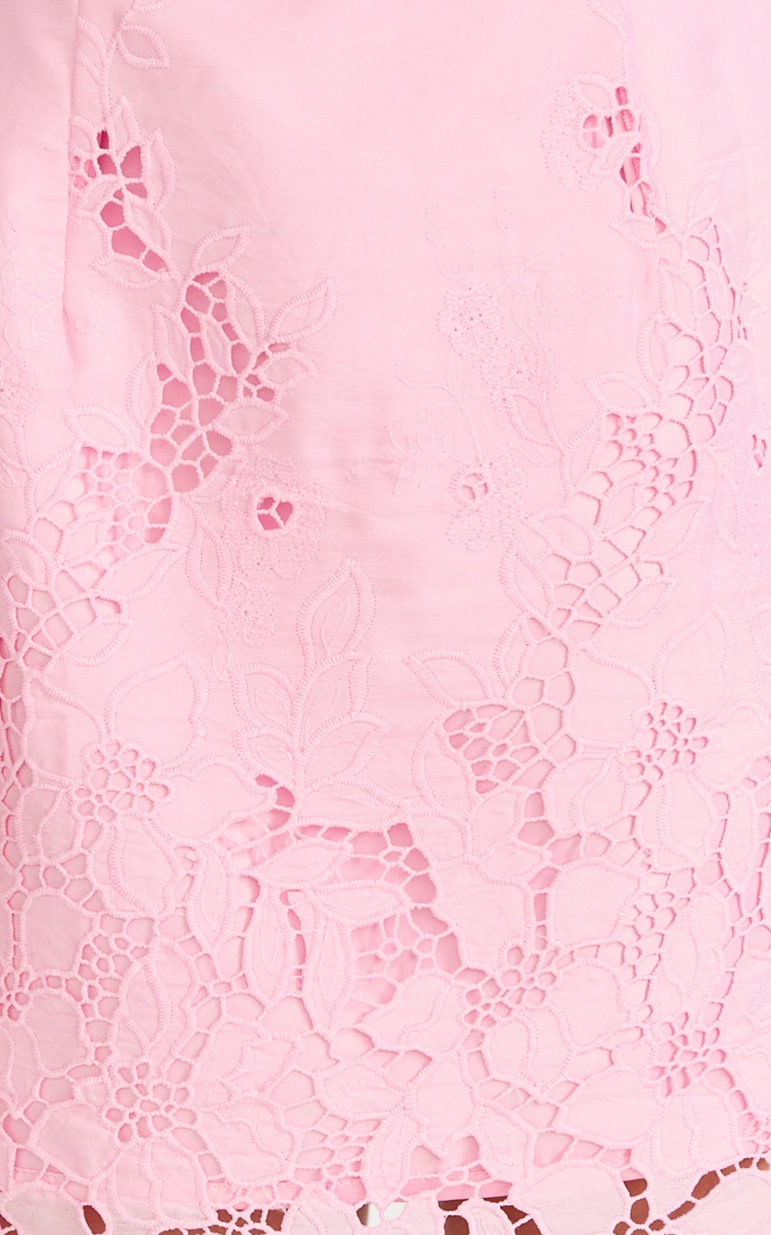 Maisie Mini Dress - Broderie Cut Out Border Hem Dress in Pink