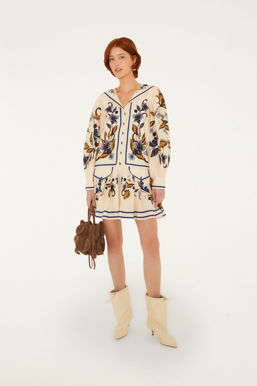 Golden Nature Lapel Buttoned Mini Dress
