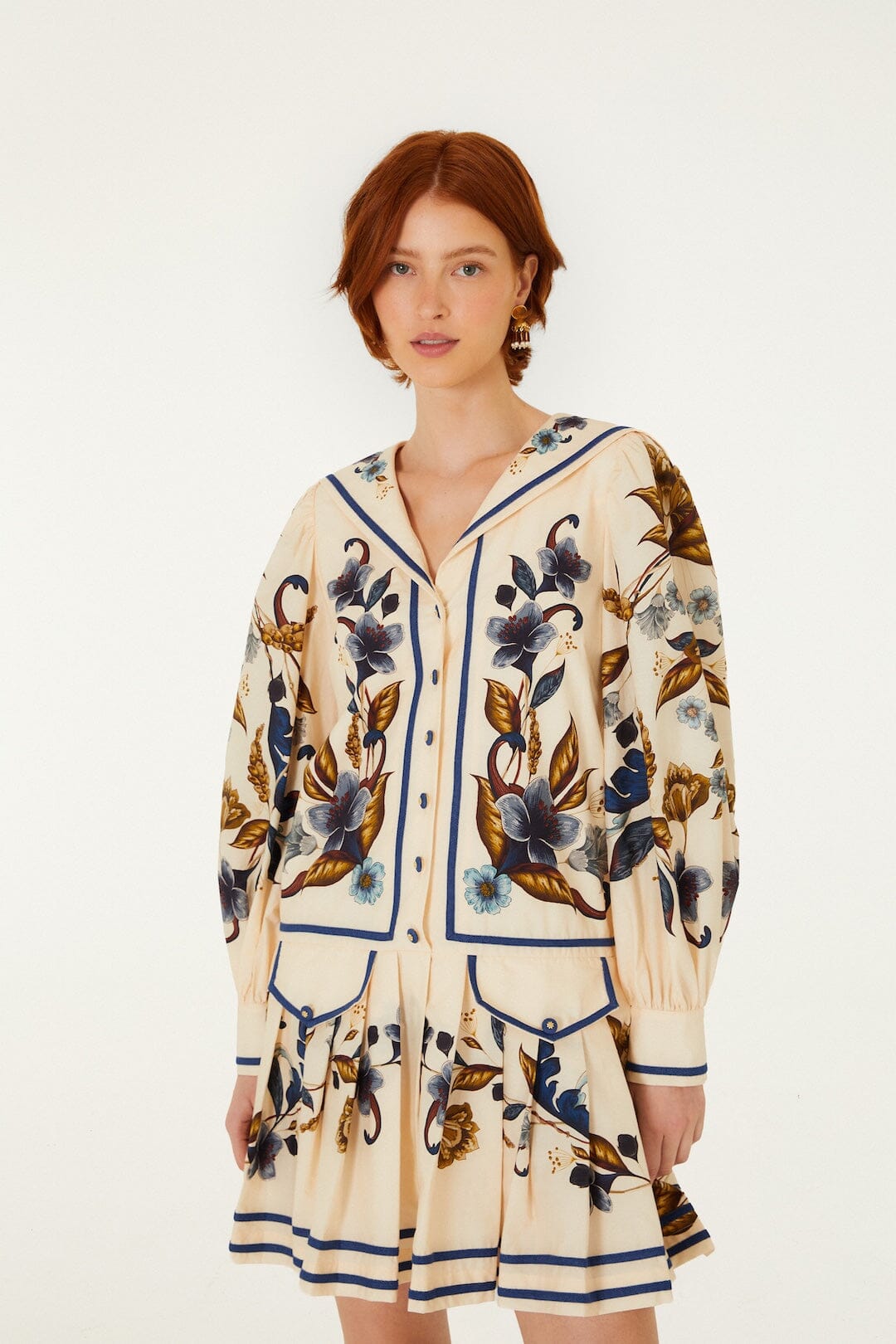 Golden Nature Lapel Buttoned Mini Dress