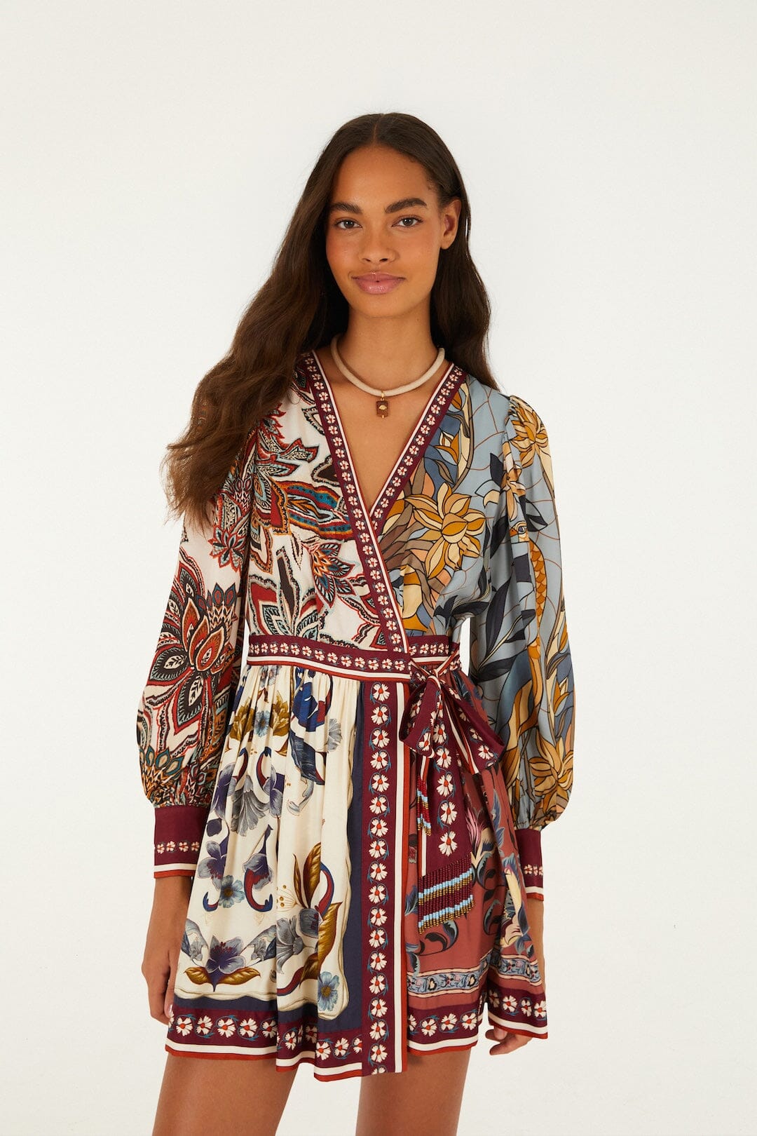 Stained Glass Beauty Mixed Scarves Tassels Mini Dress