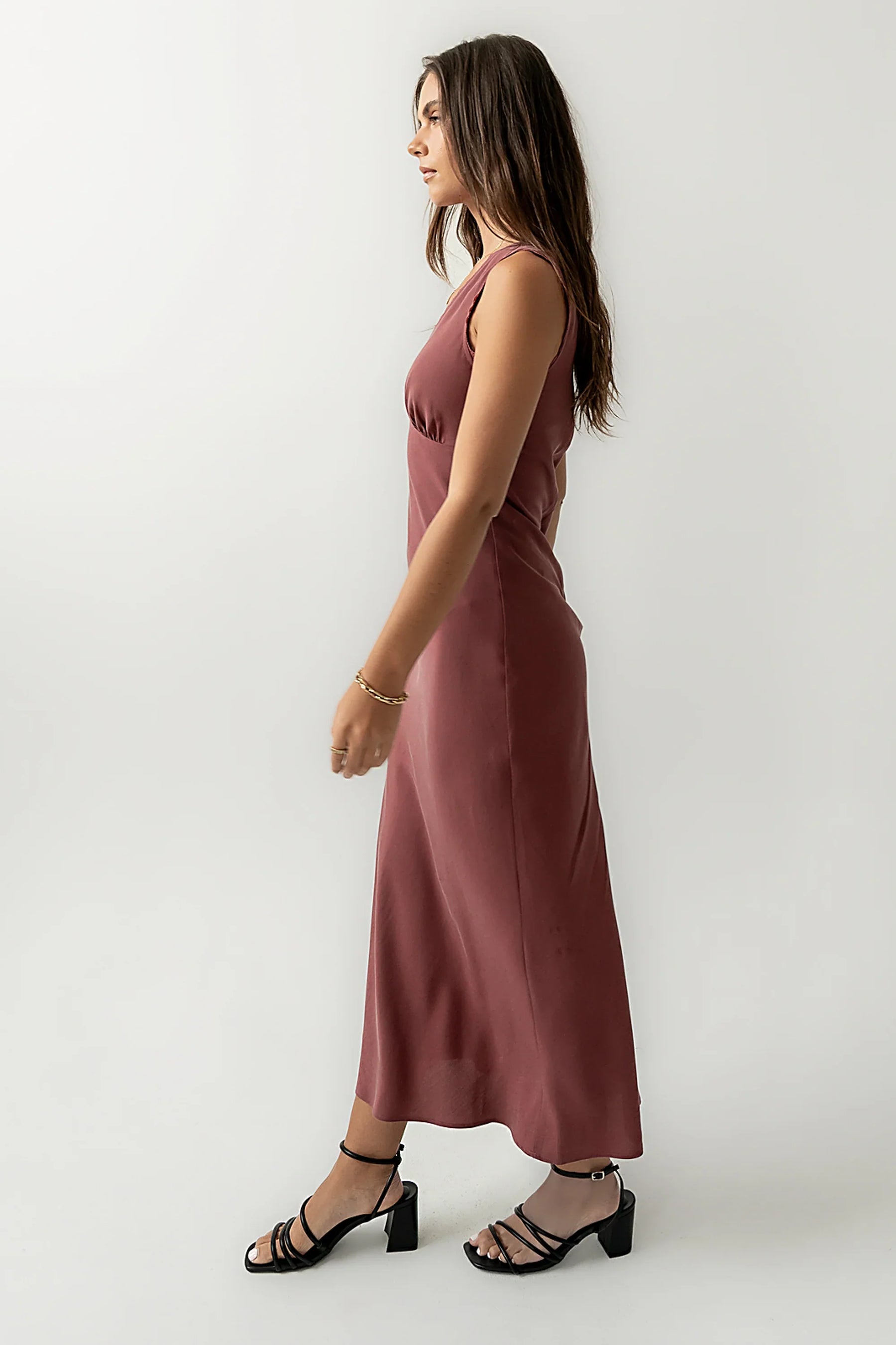 Hailey Lace Trim Maxi Dress in Marsala