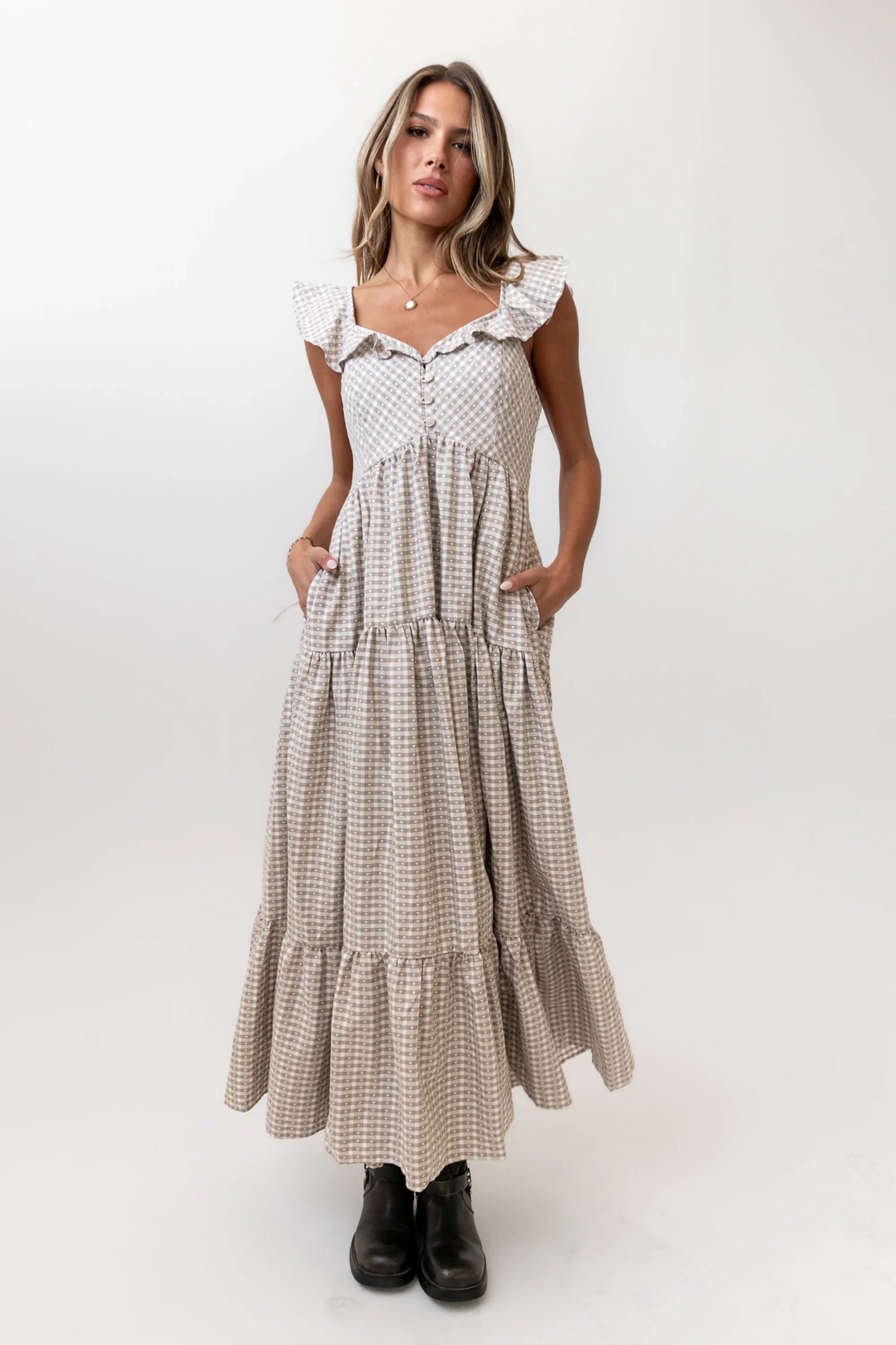 Salome Gingham Maxi Dress